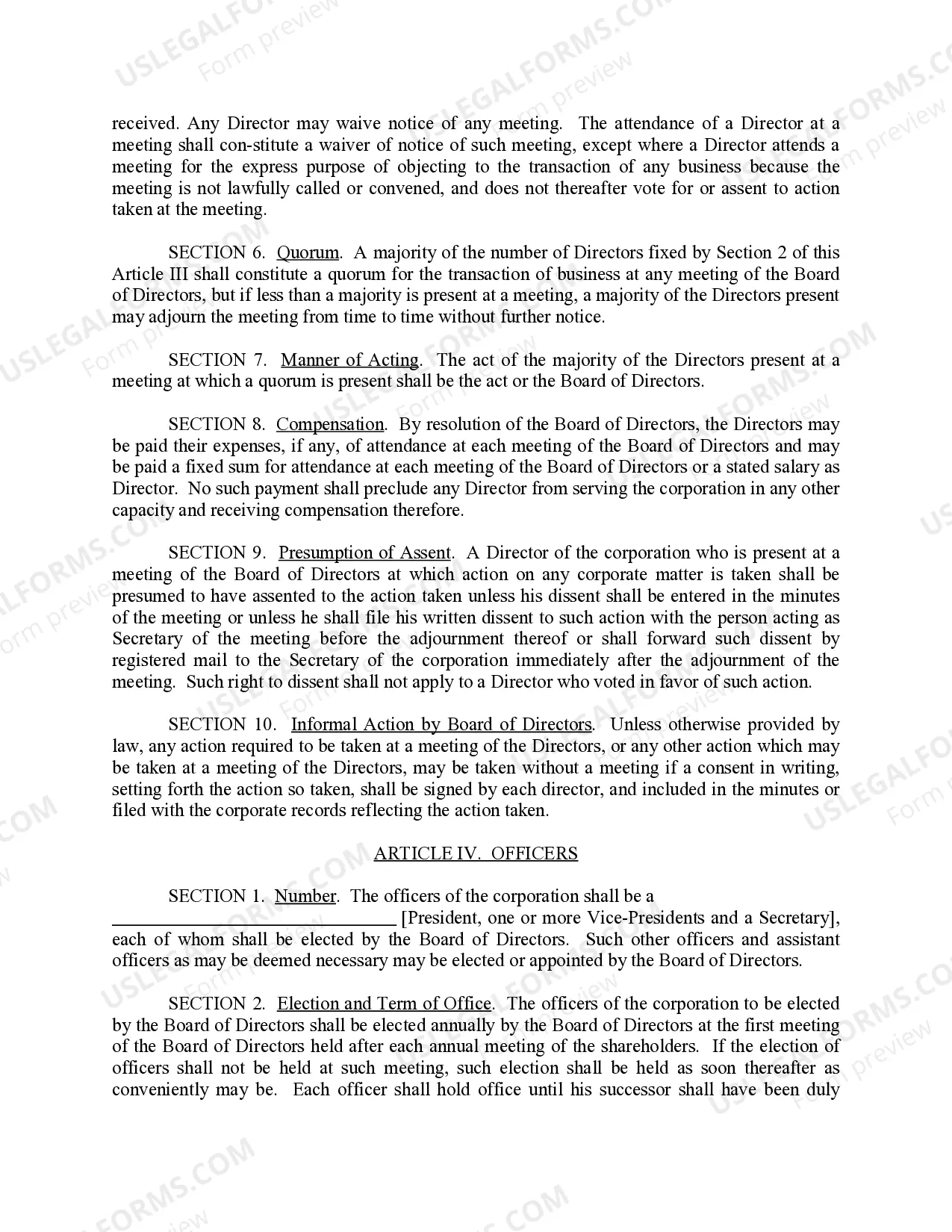 Preview Sample Bylaws for a New Hampshire Professional Corporation