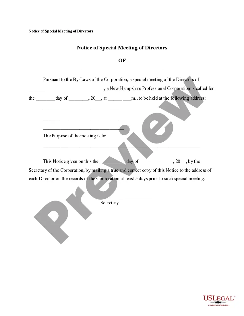 Preview Sample Corporate Records for a New Hampshire Professional Corporation
