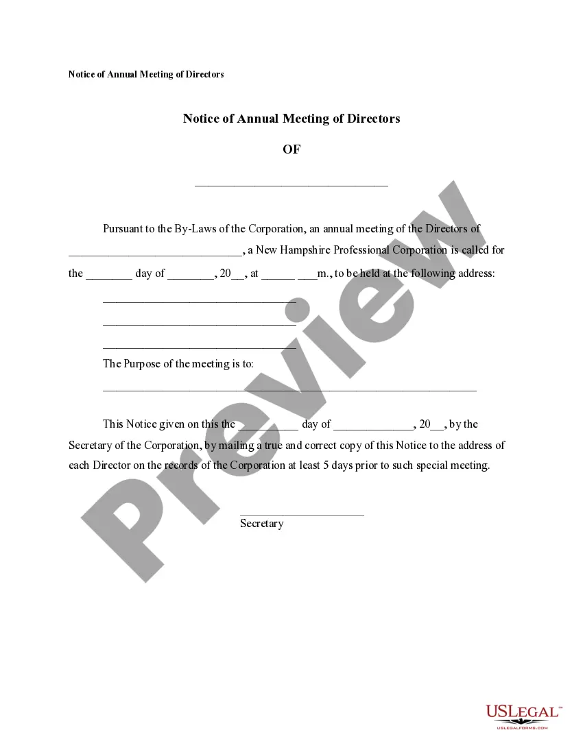 Preview Sample Corporate Records for a New Hampshire Professional Corporation