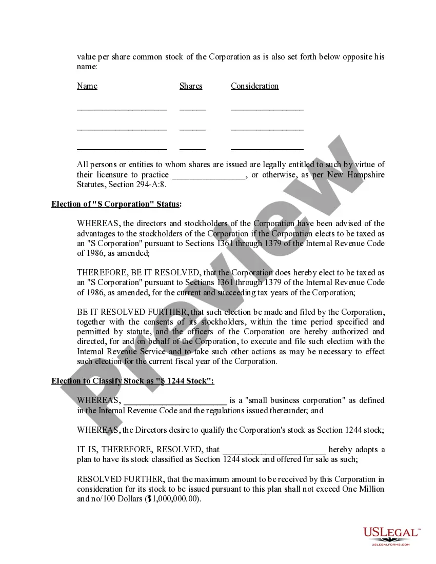 Get Sample Organizational Minutes for a New Hampshire Professional Corporation Preview Sample Organizational Minutes for a New Hampshire Professional Corporation