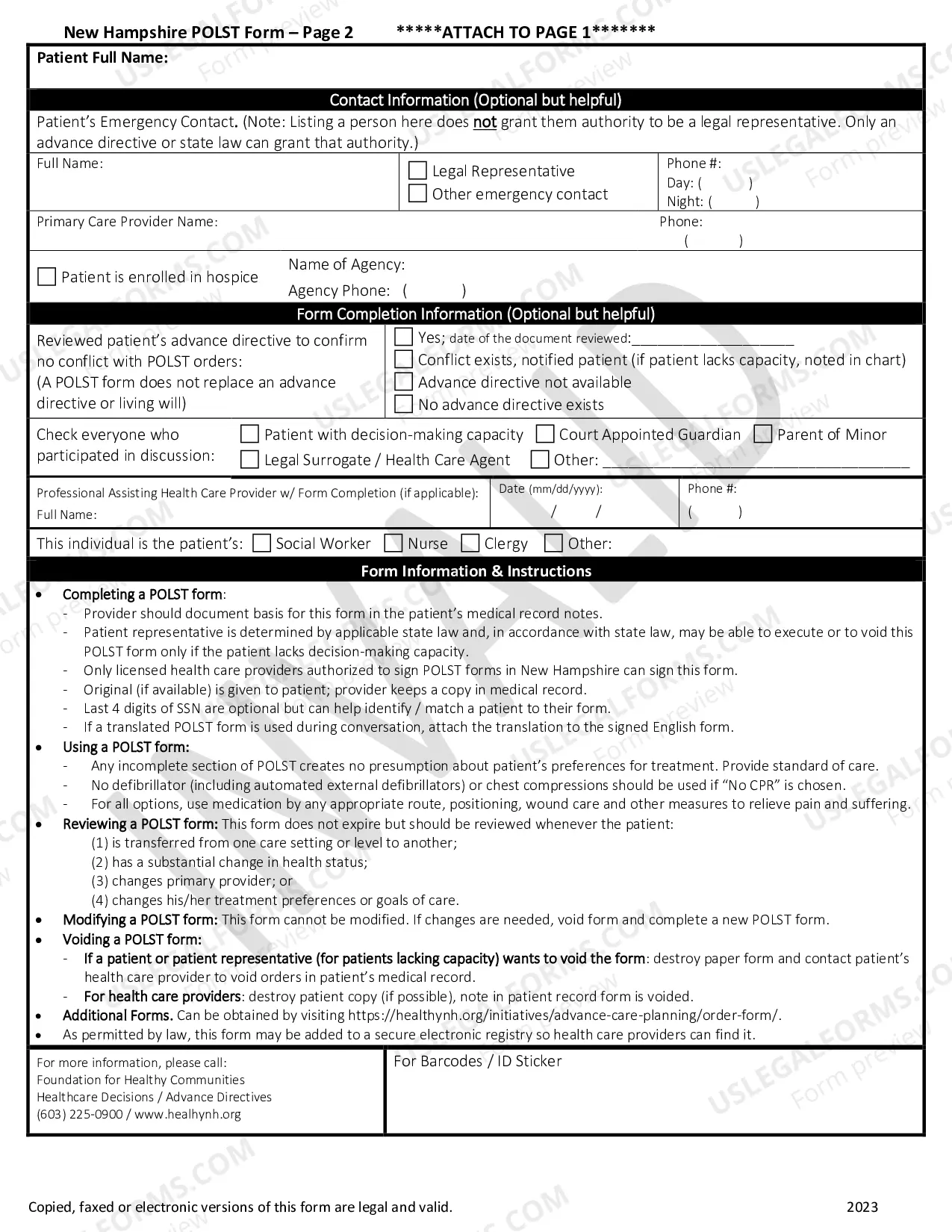 Preview New Hampshire Portable Medical Order
