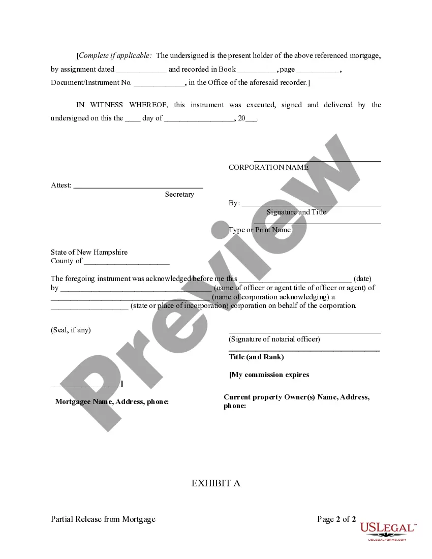 Get Partial Release of Property From Mortgage for Corporation Preview Partial Release of Property From Mortgage for Corporation