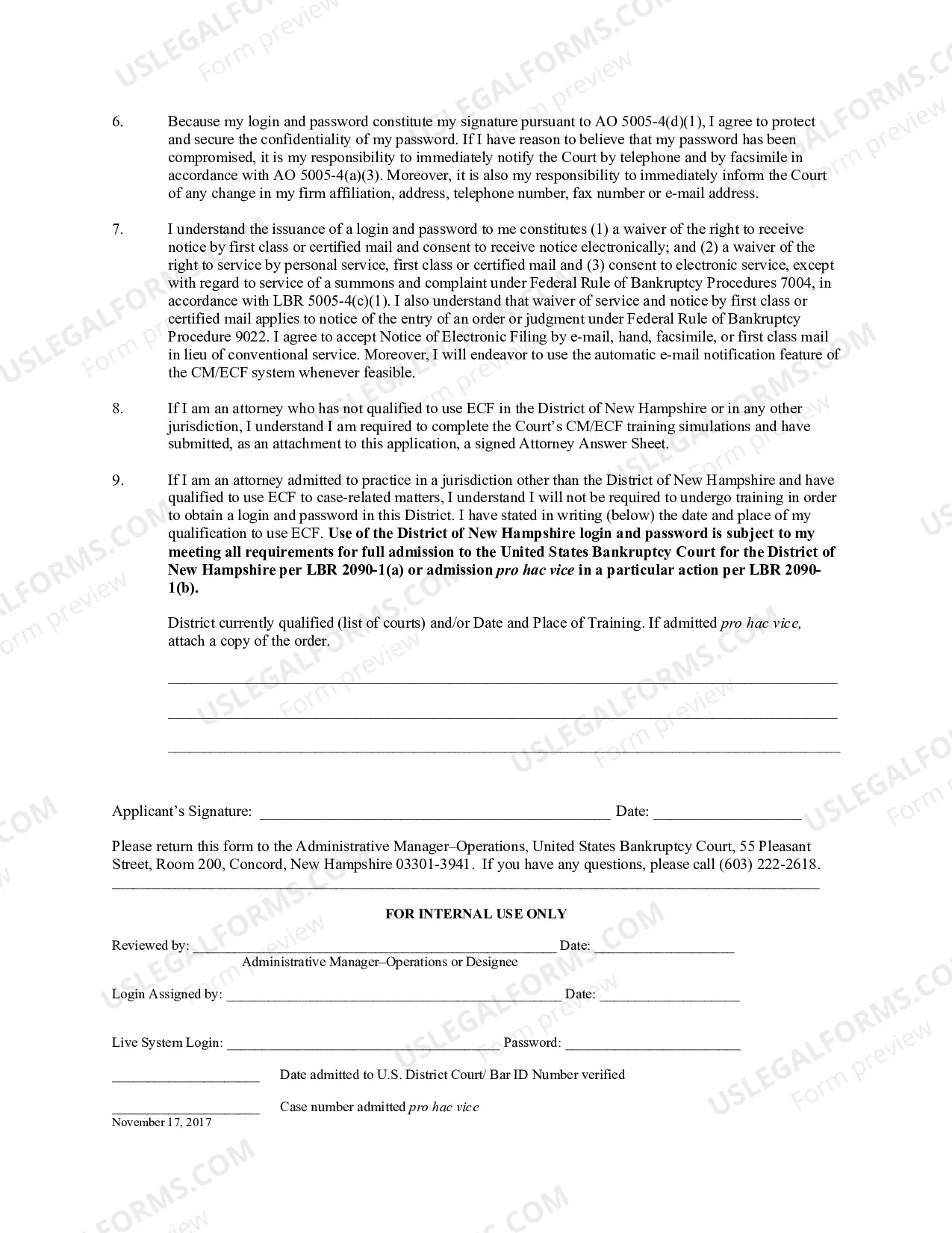 Preview Attorney Password Application For Live-Train CM-ECF System