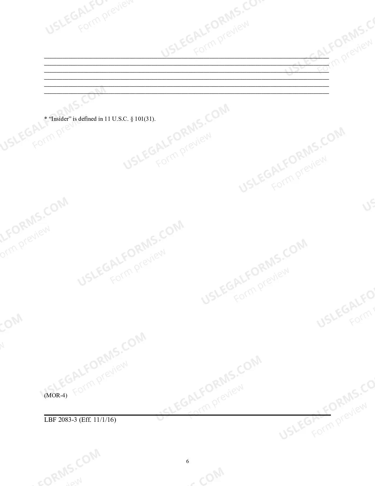 Preview LBF 2083-3 Monthly Operating Report