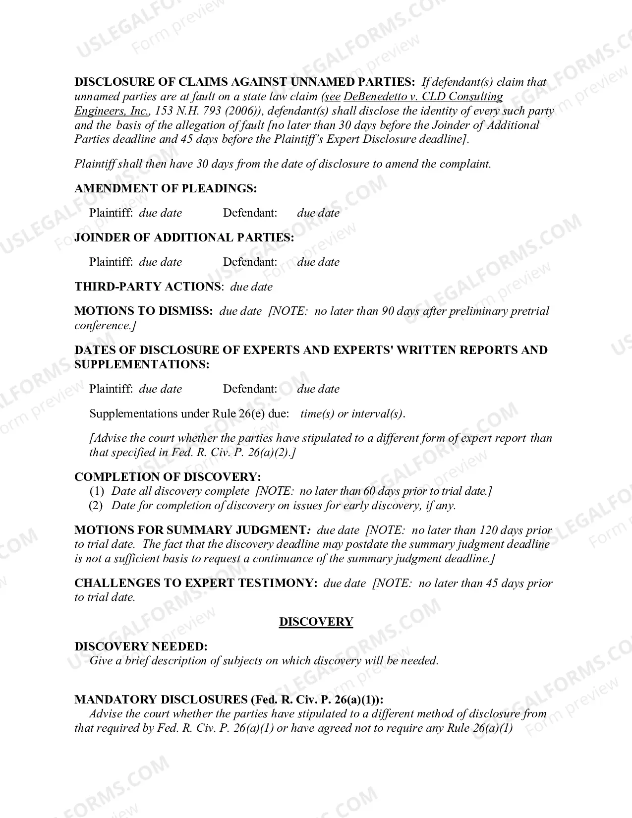 Preview Discovery Plan - Civil Form 2