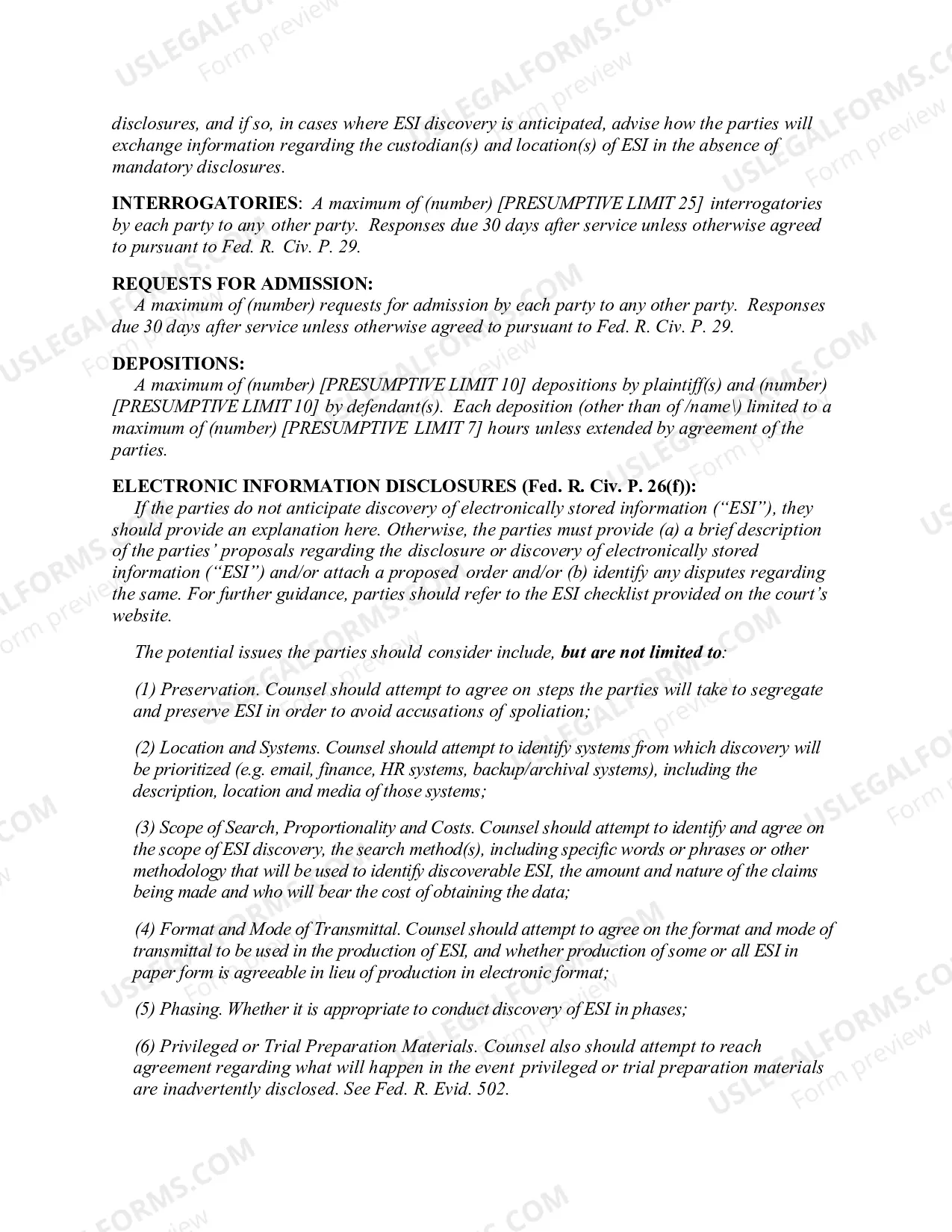 Preview Discovery Plan - Civil Form 2