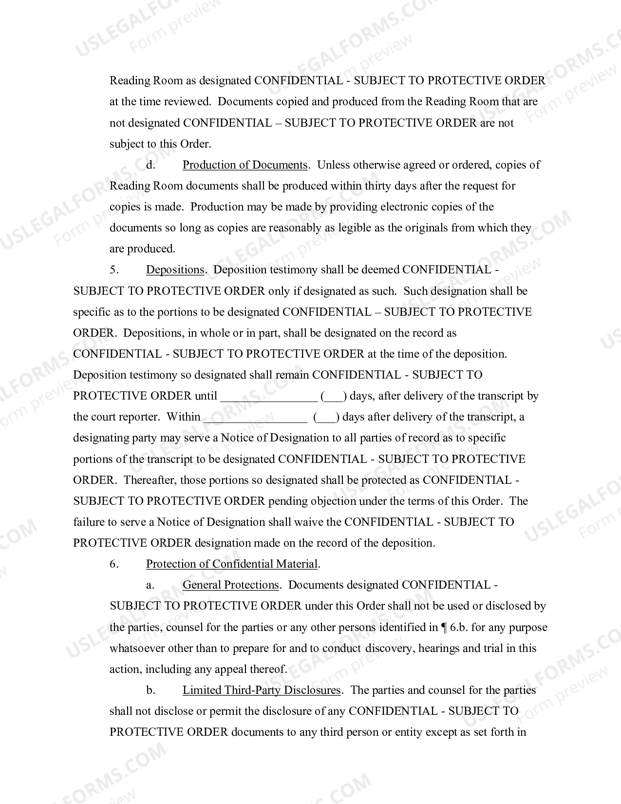 Preview Protective Order - Civil Form 5