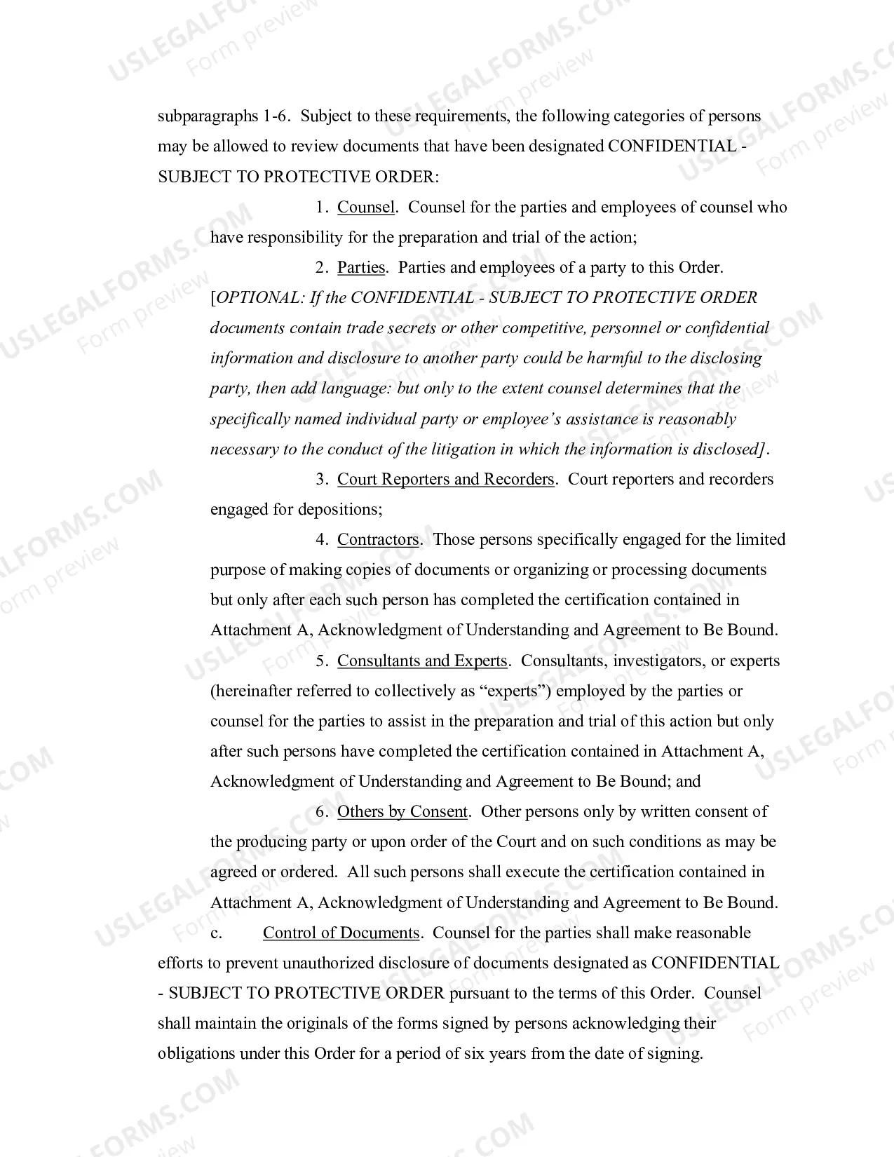 Preview Protective Order - Civil Form 5