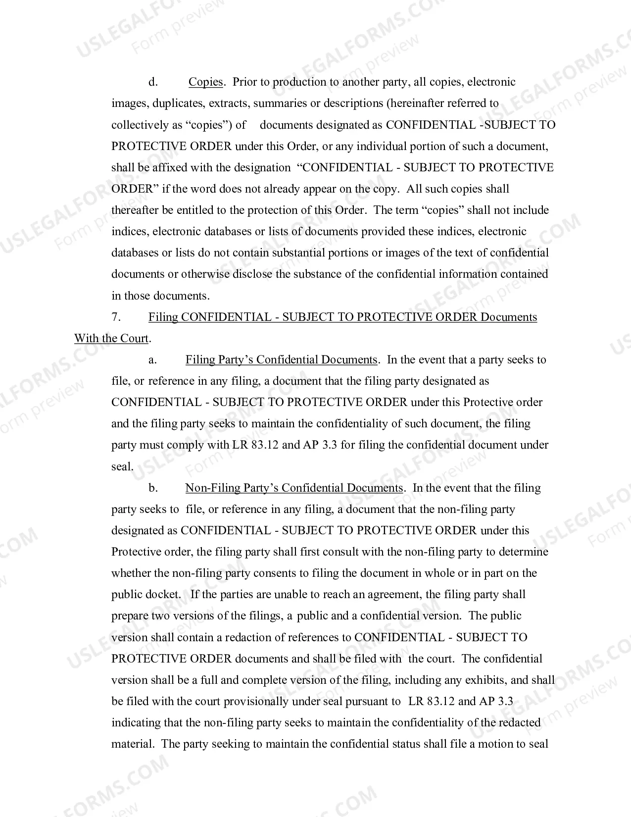 Preview Protective Order - Civil Form 5