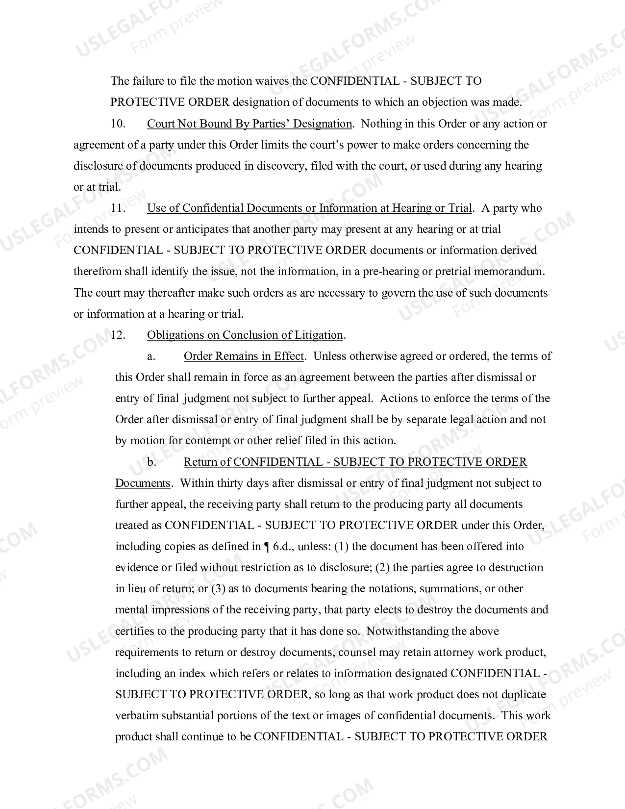 Preview Protective Order - Civil Form 5