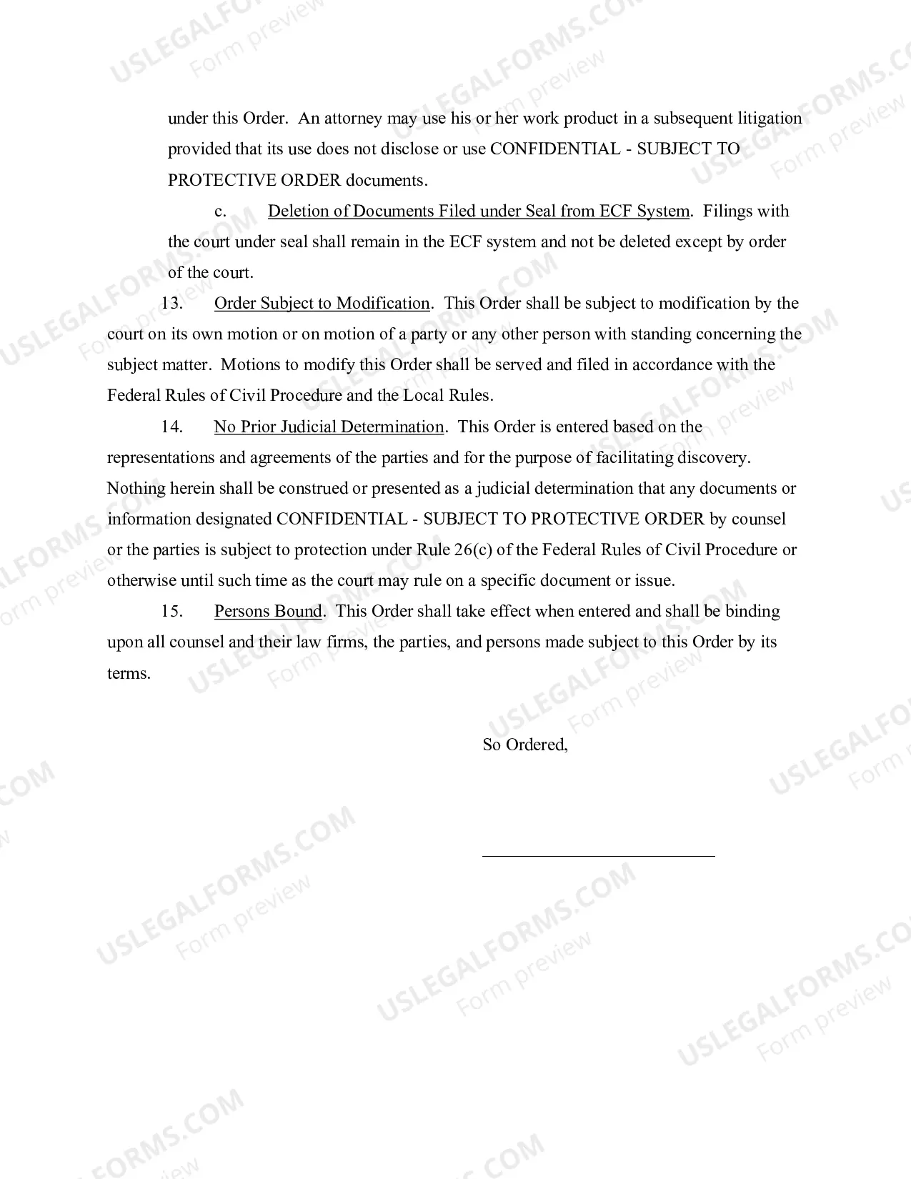 Preview Protective Order - Civil Form 5