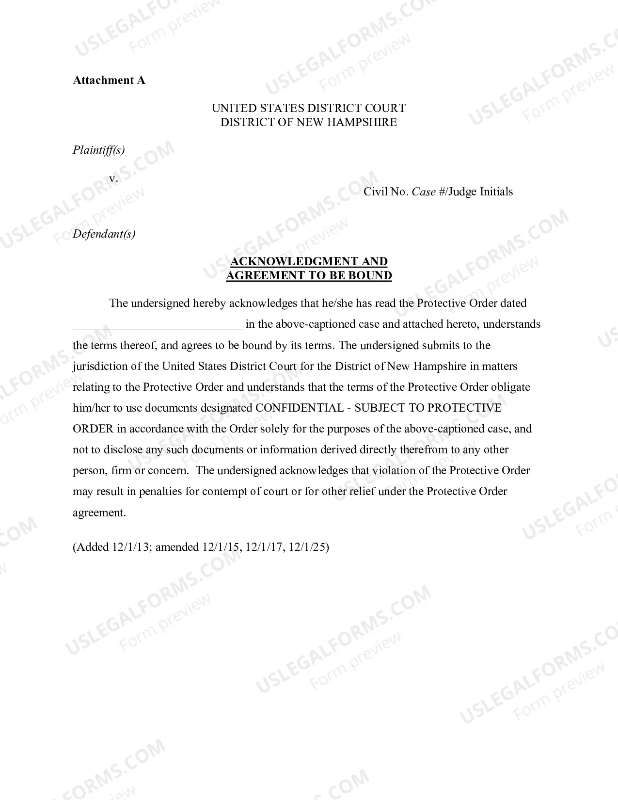 Preview Protective Order - Civil Form 5