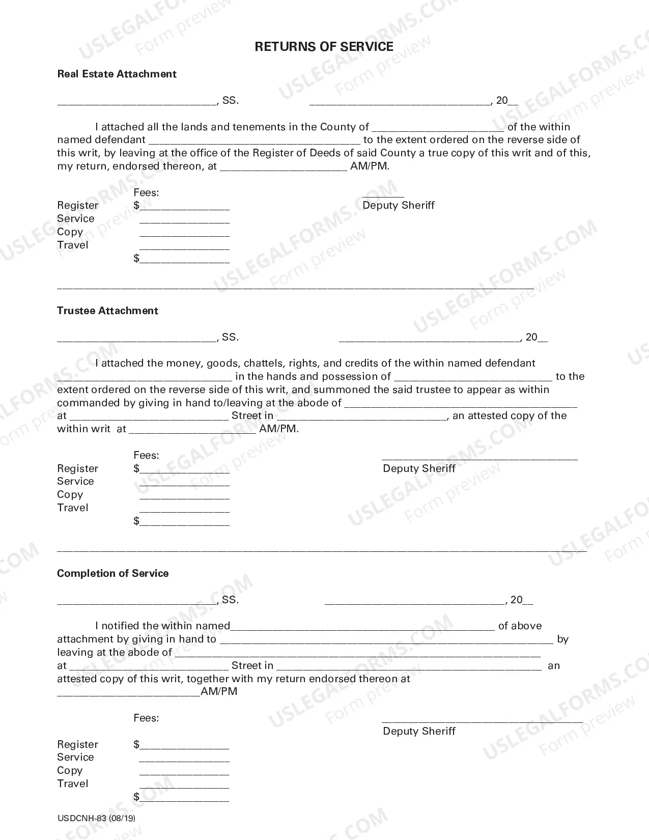 Preview Writ of Attachment and Trustee Process- Print on blue paper
