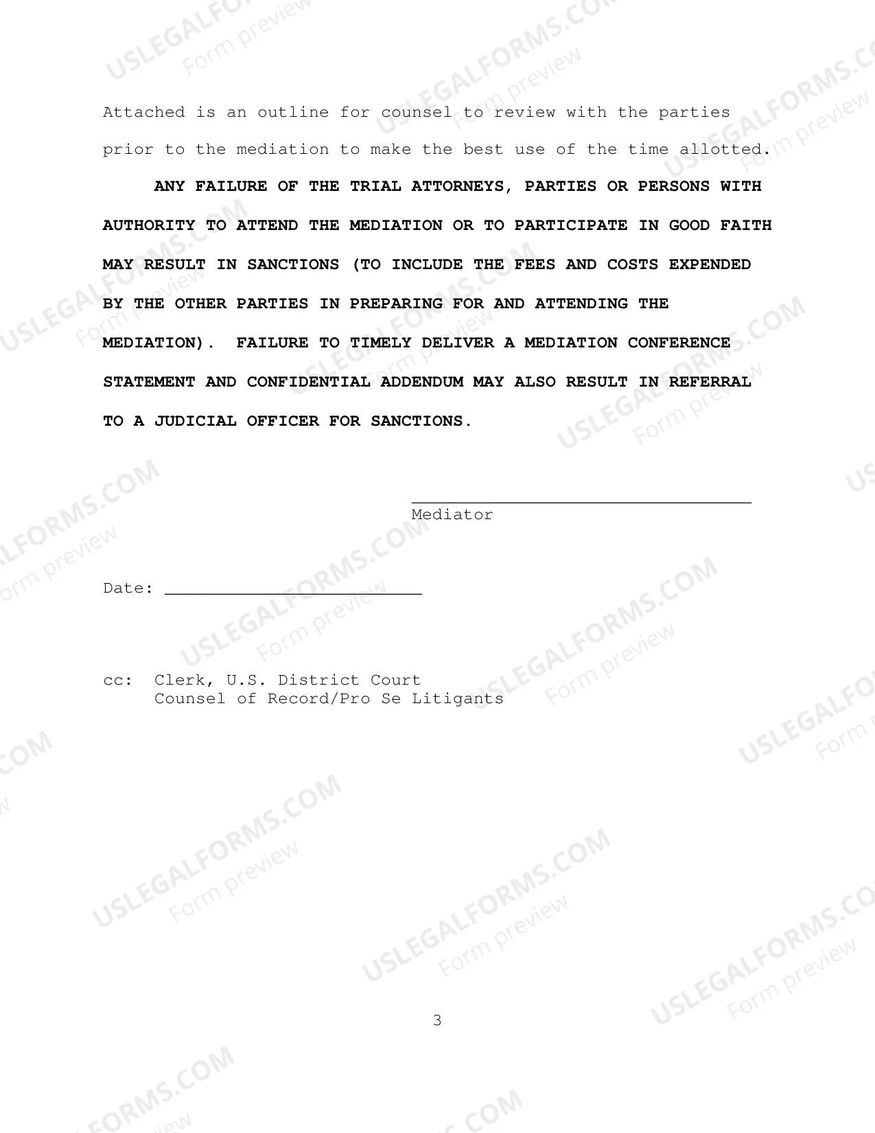 Preview Notice of Mediation