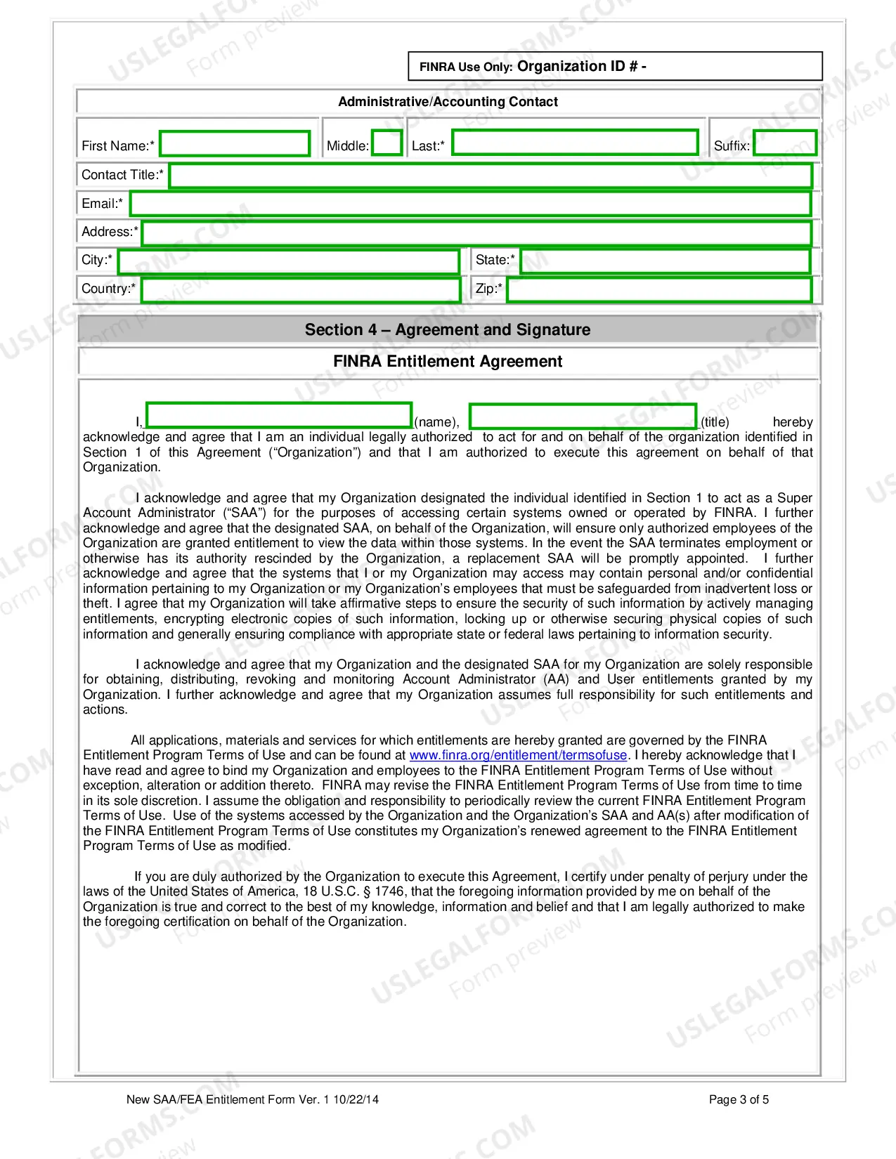 Preview IARD Entitlement Forms