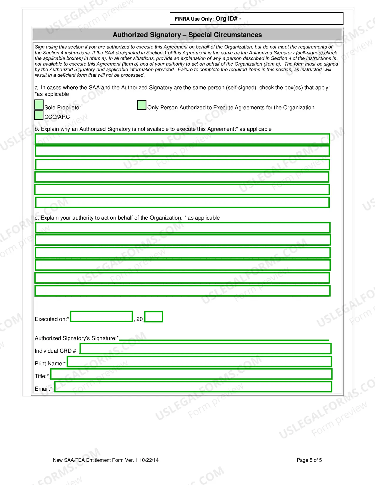 Preview IARD Entitlement Forms