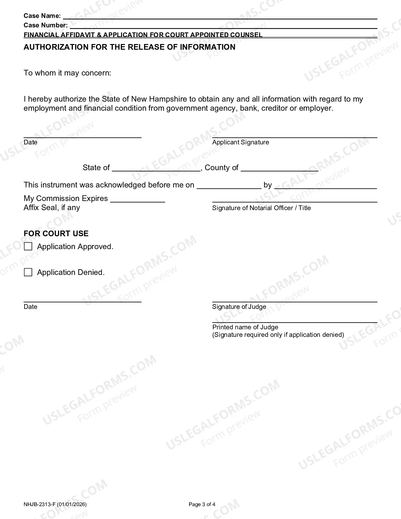 Preview Financial Affidavit & Application for Court Appointed Counsel