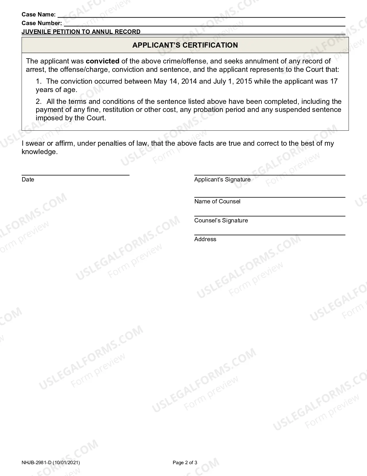 Preview Petition to Annul Record - JV