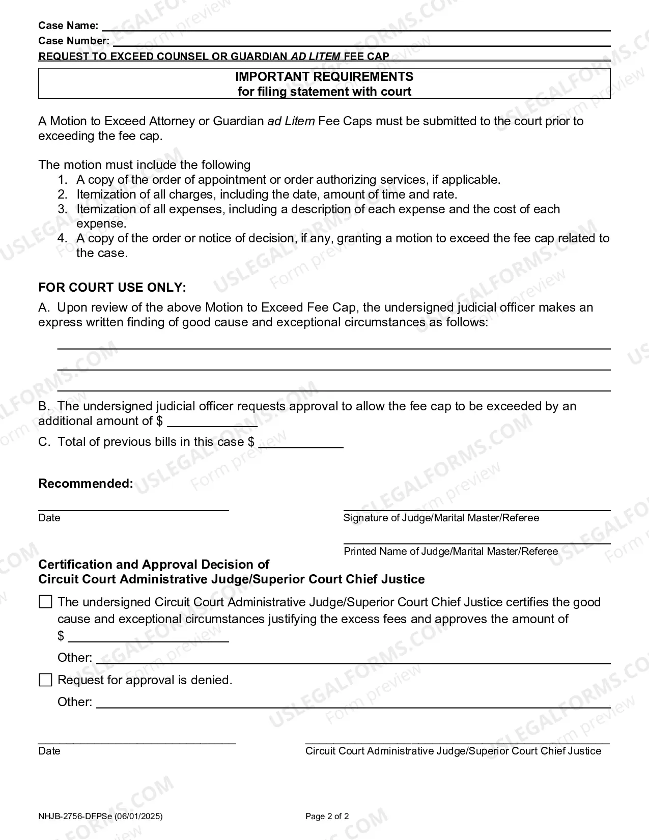 Preview Motion to exceed counsel or GAL fees