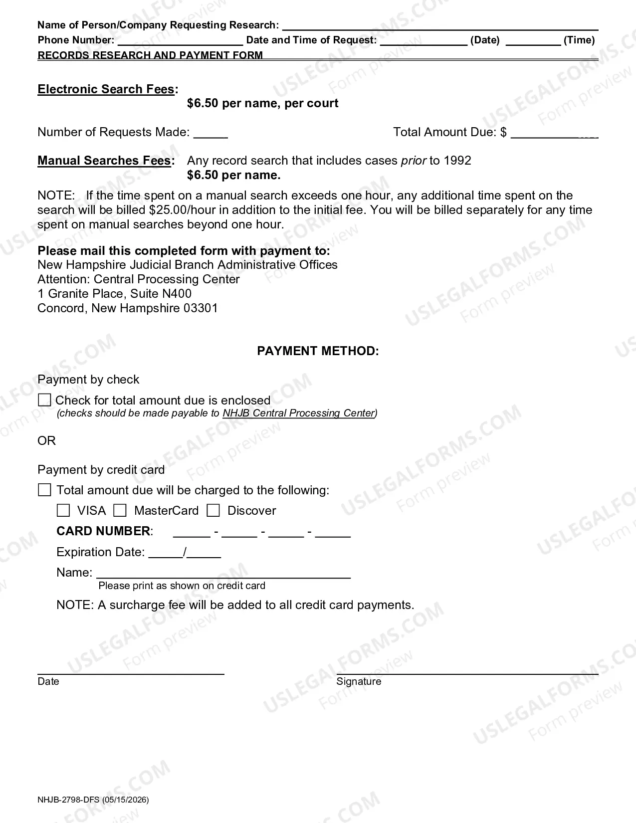 Preview Records Research And Billing Form