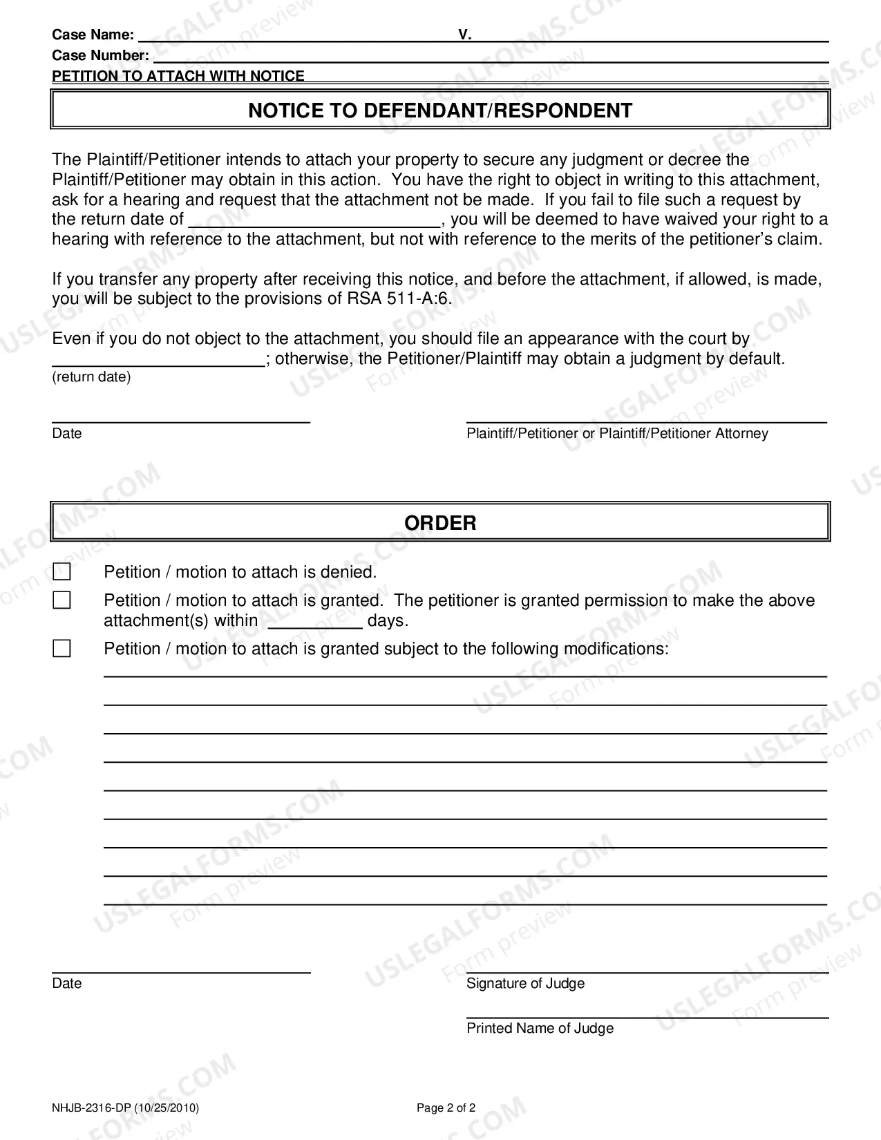 Preview Petition to Attach with Notice
