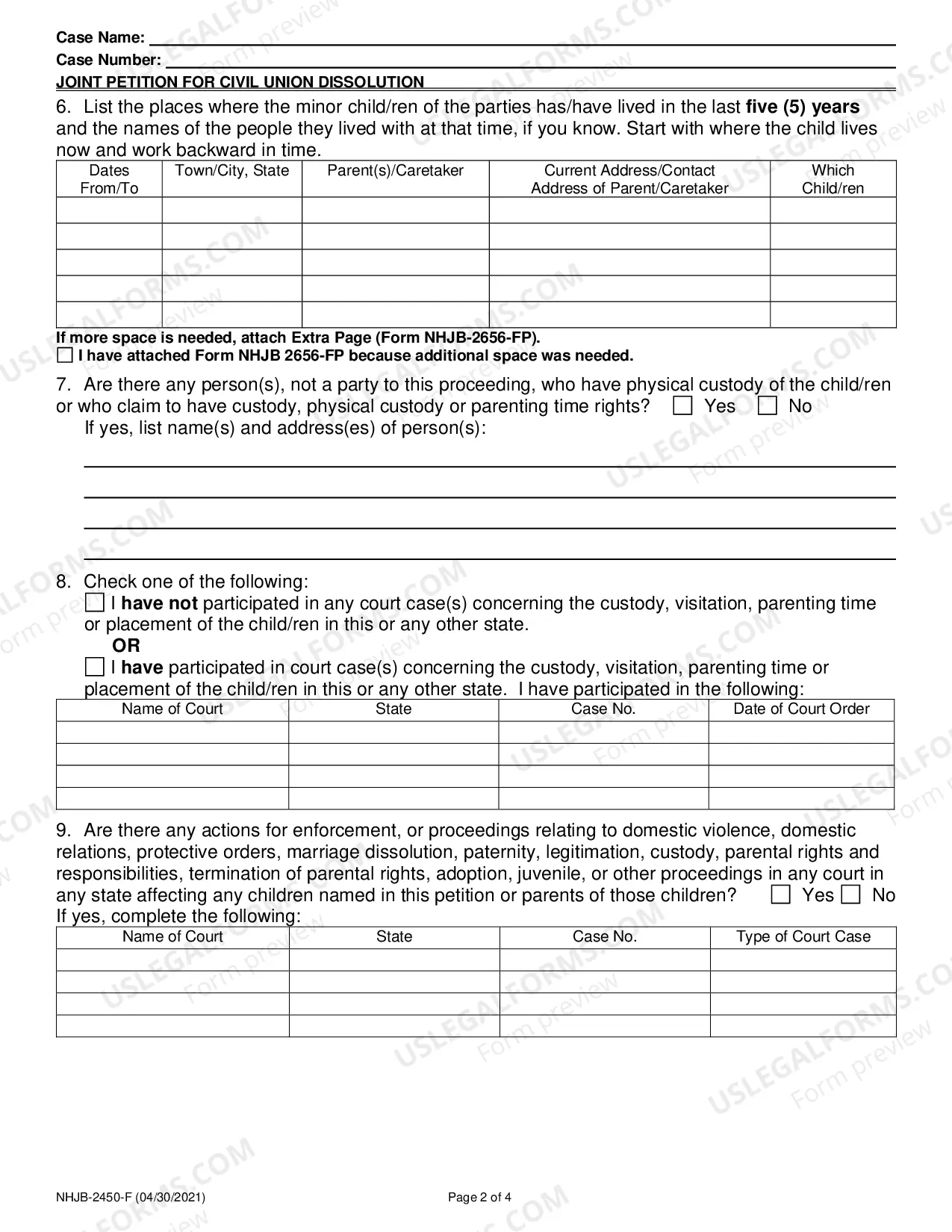 Preview Petition for Civil Union Dissolution(Joint)