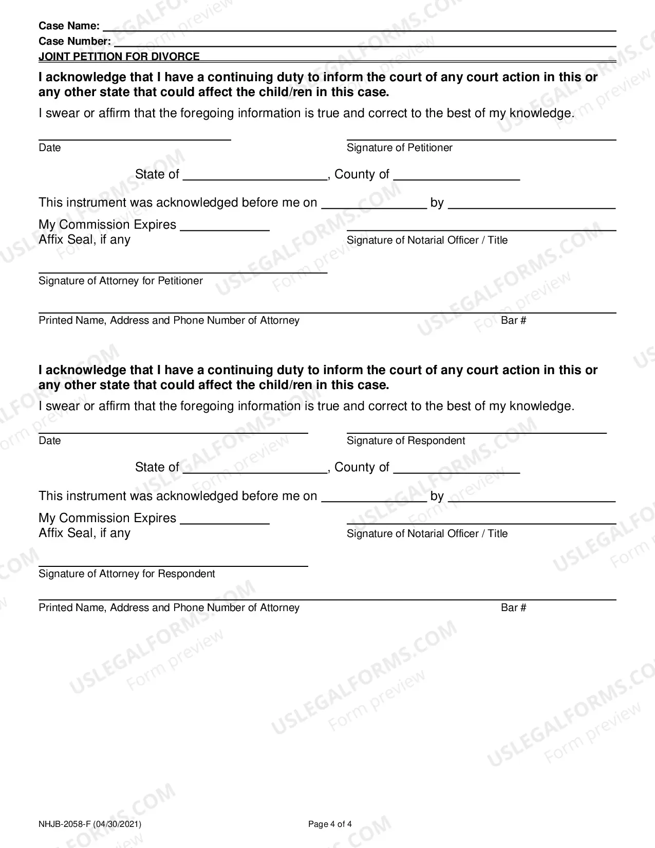 Preview Petition for Divorce(Joint)