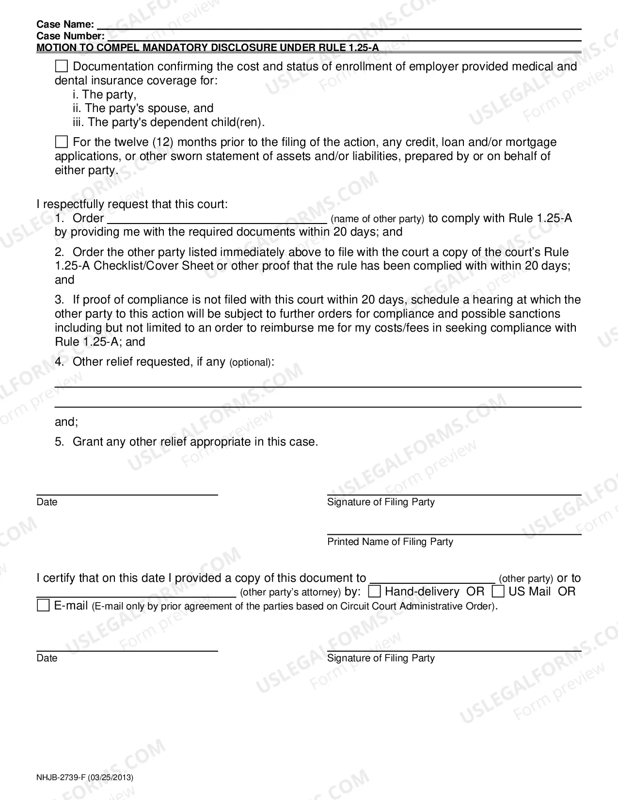 Preview Motion to Compel Mandatory Disclosure under Family Rule 1.25-A (Parenting)