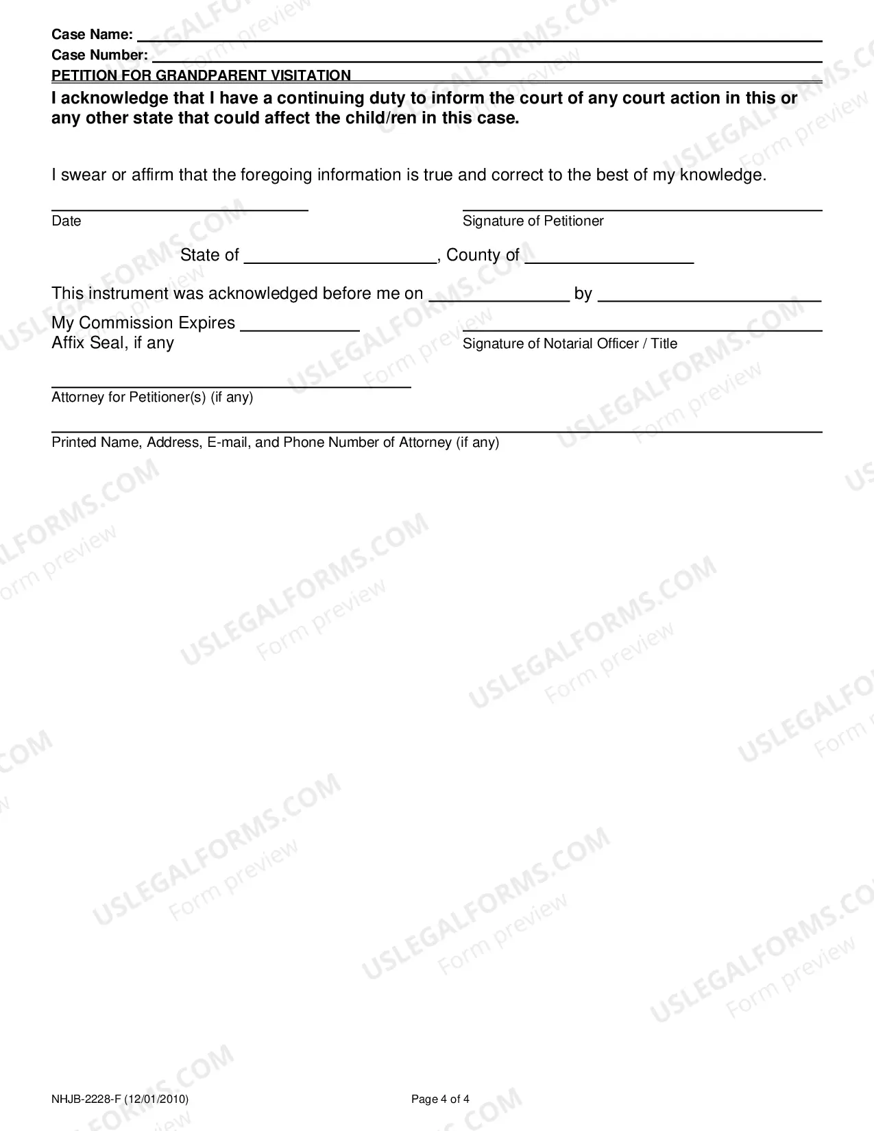 Preview Petition for Grandparent Visitation