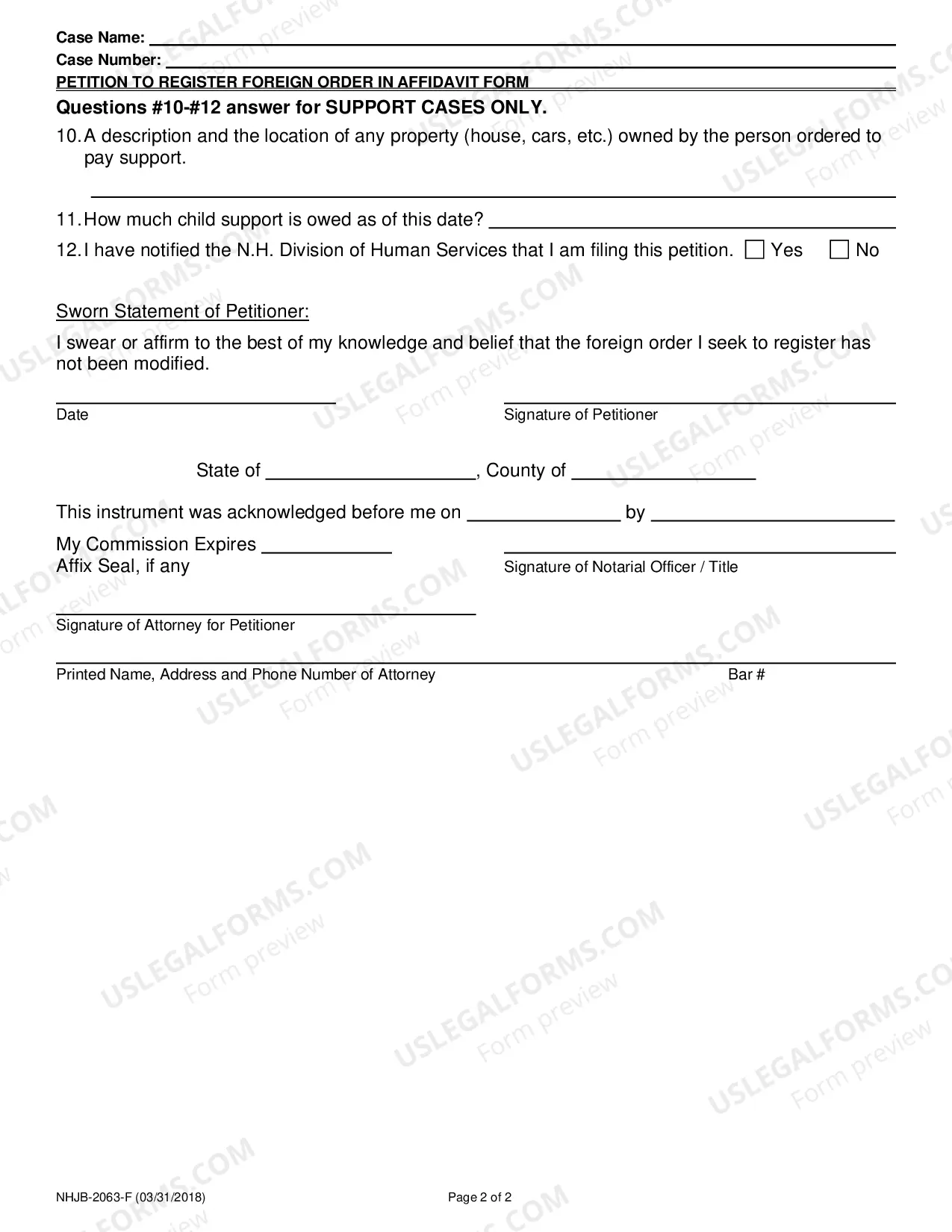 Preview Petition to Register Foreign Order