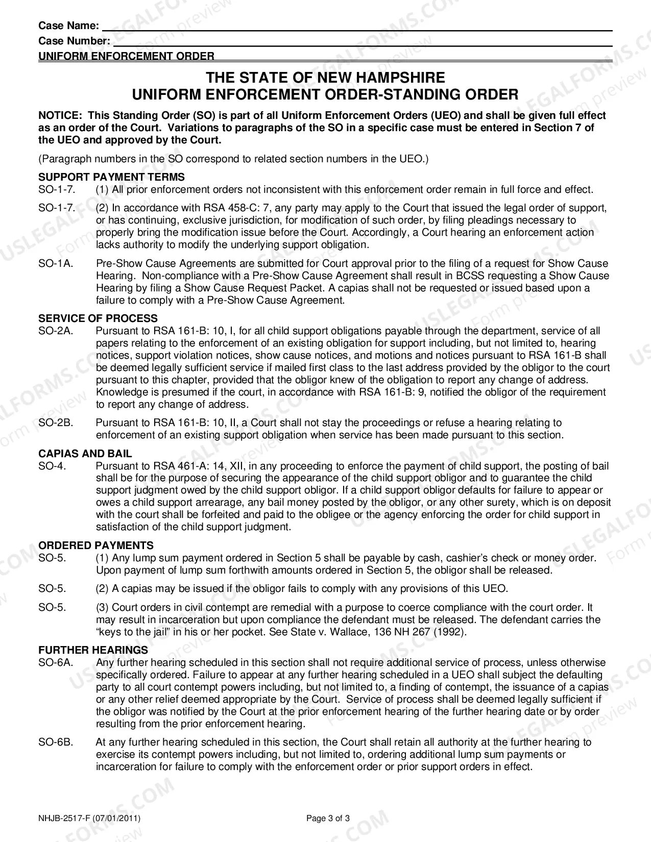 Preview Uniform Enforcement Order