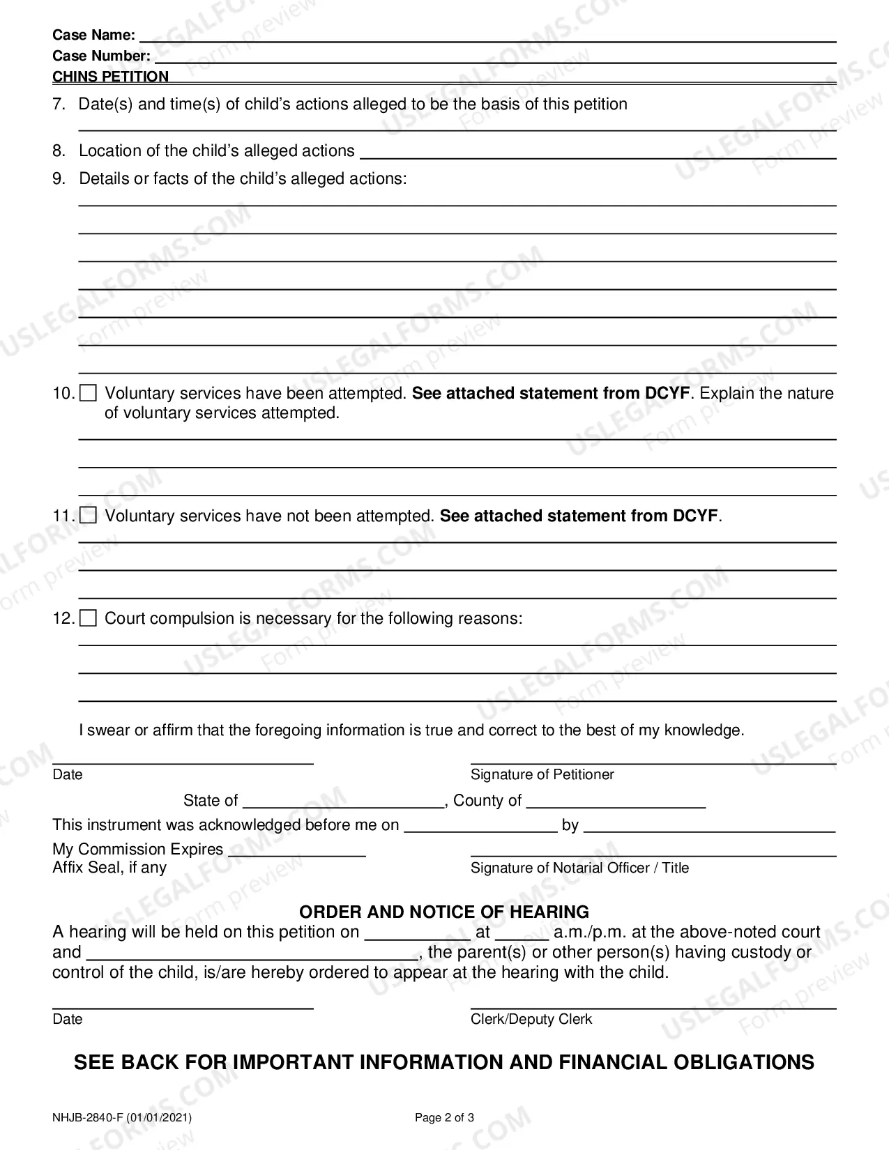 Preview CHINS Petition