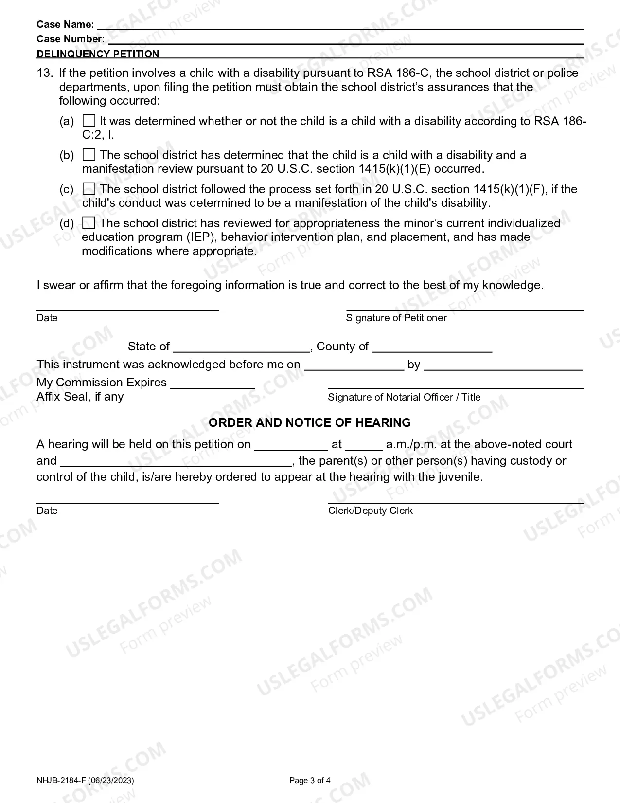 Preview Delinquency Petition