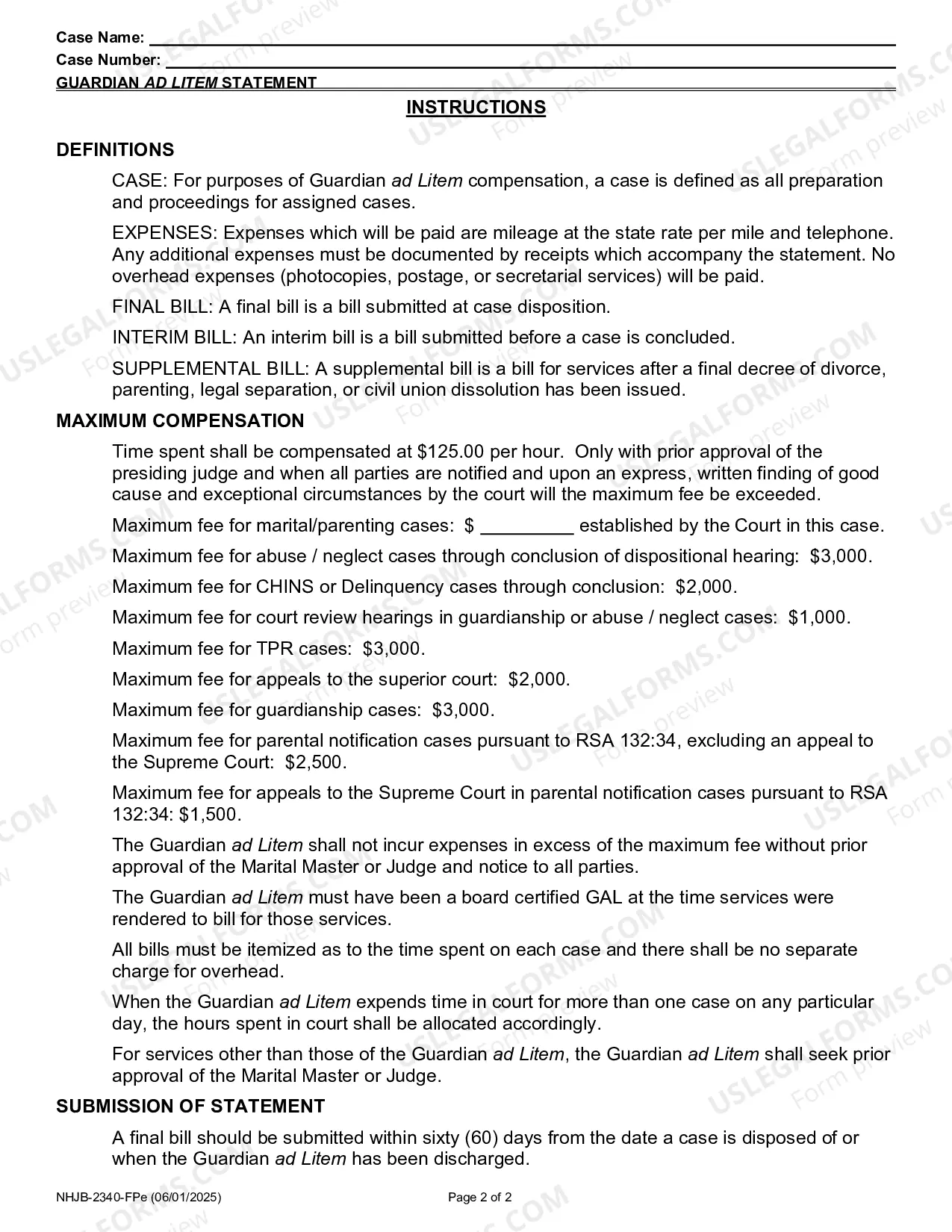 Preview Guardian ad Litem Statement- Efiling Only