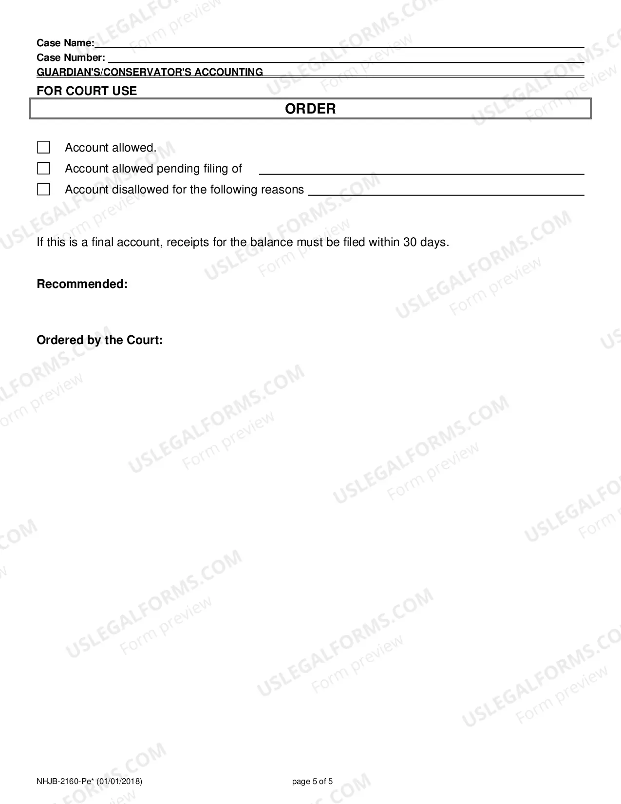 Preview Guardian's/Conservator's Accounting