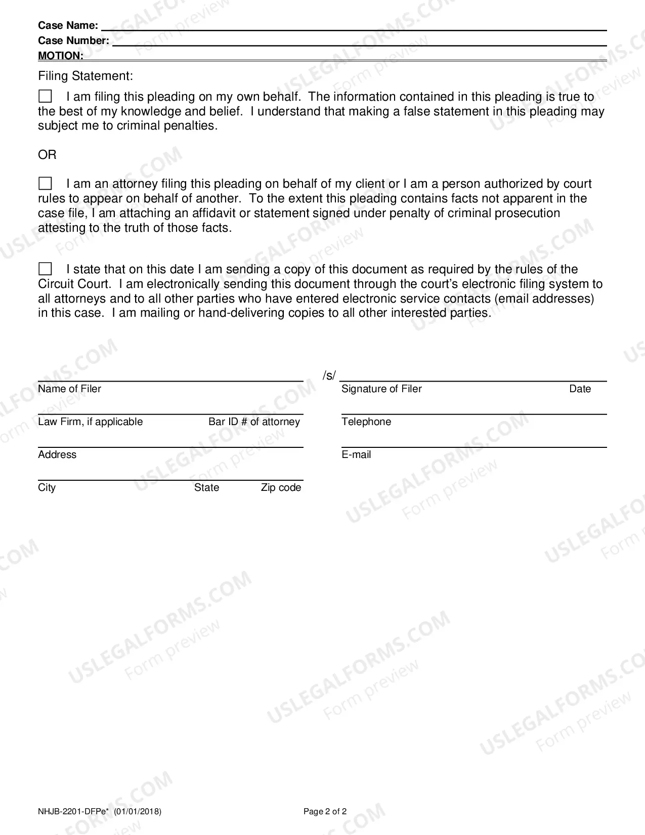 Preview Motion- Efiling Only
