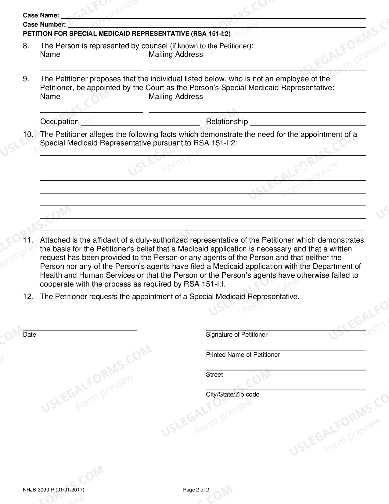 Preview Petition for Special Medicaid Representative