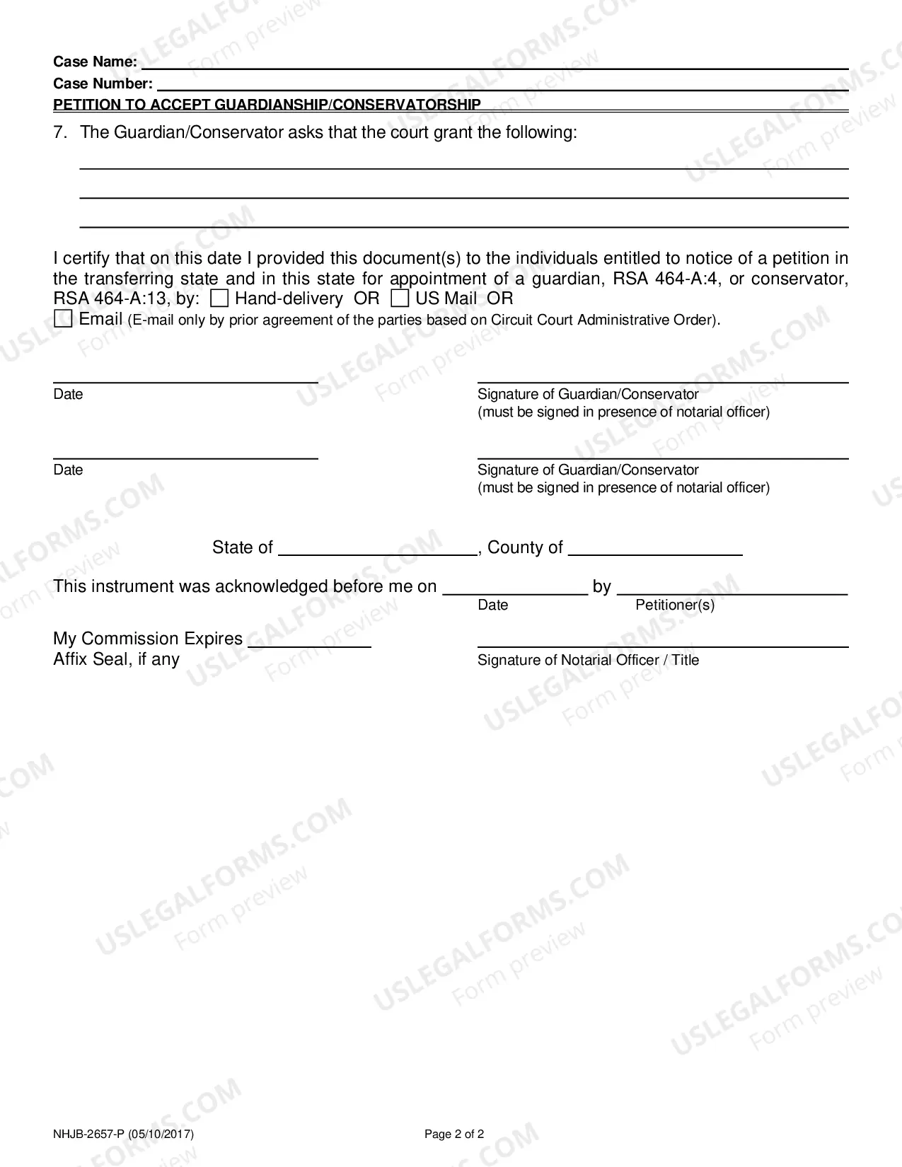 Preview Petition to Accept Guardianship/Conservatorship