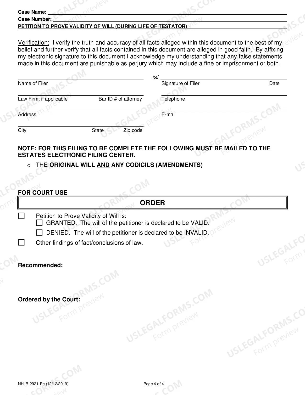 Preview Petition to Prove Validity of Will