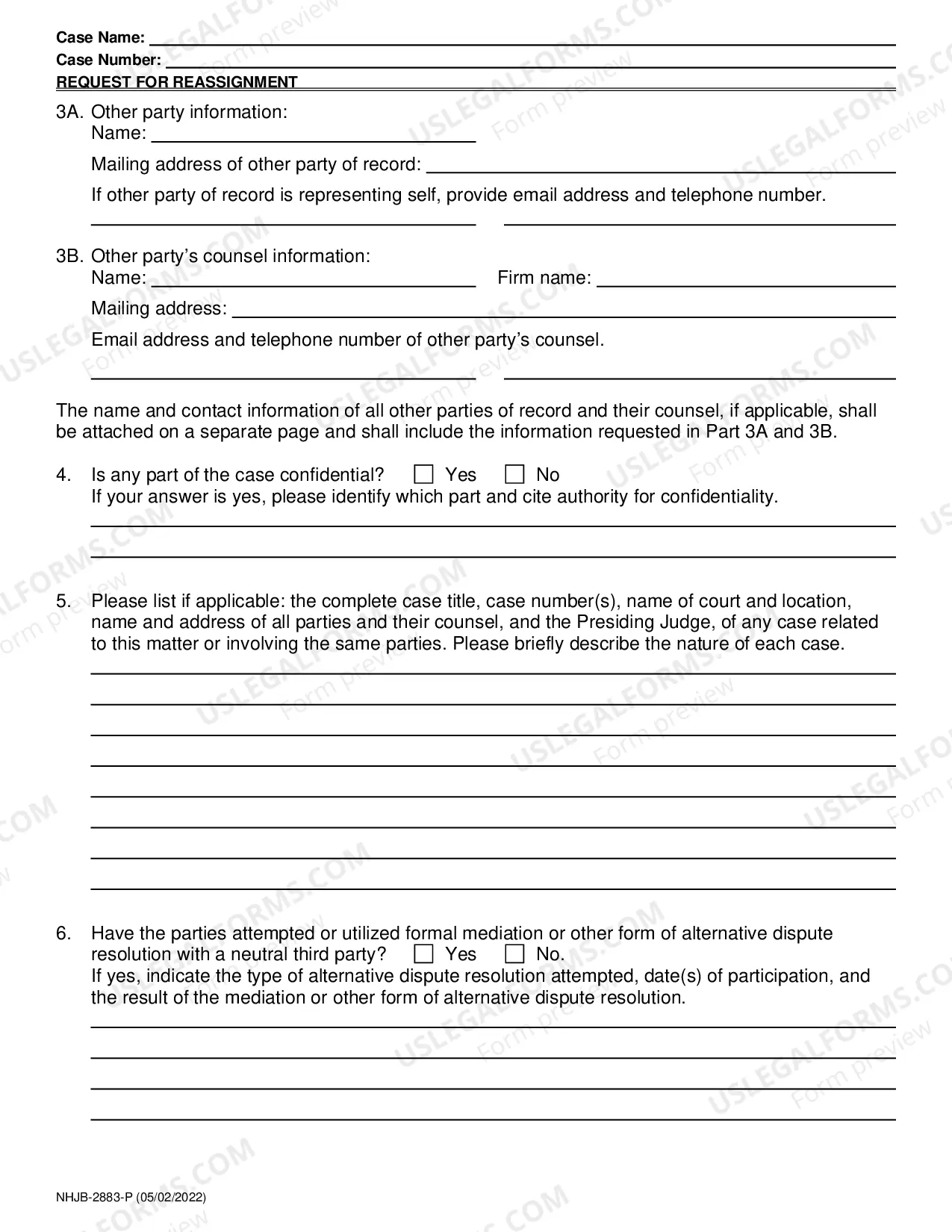 Preview Request for Reassignment