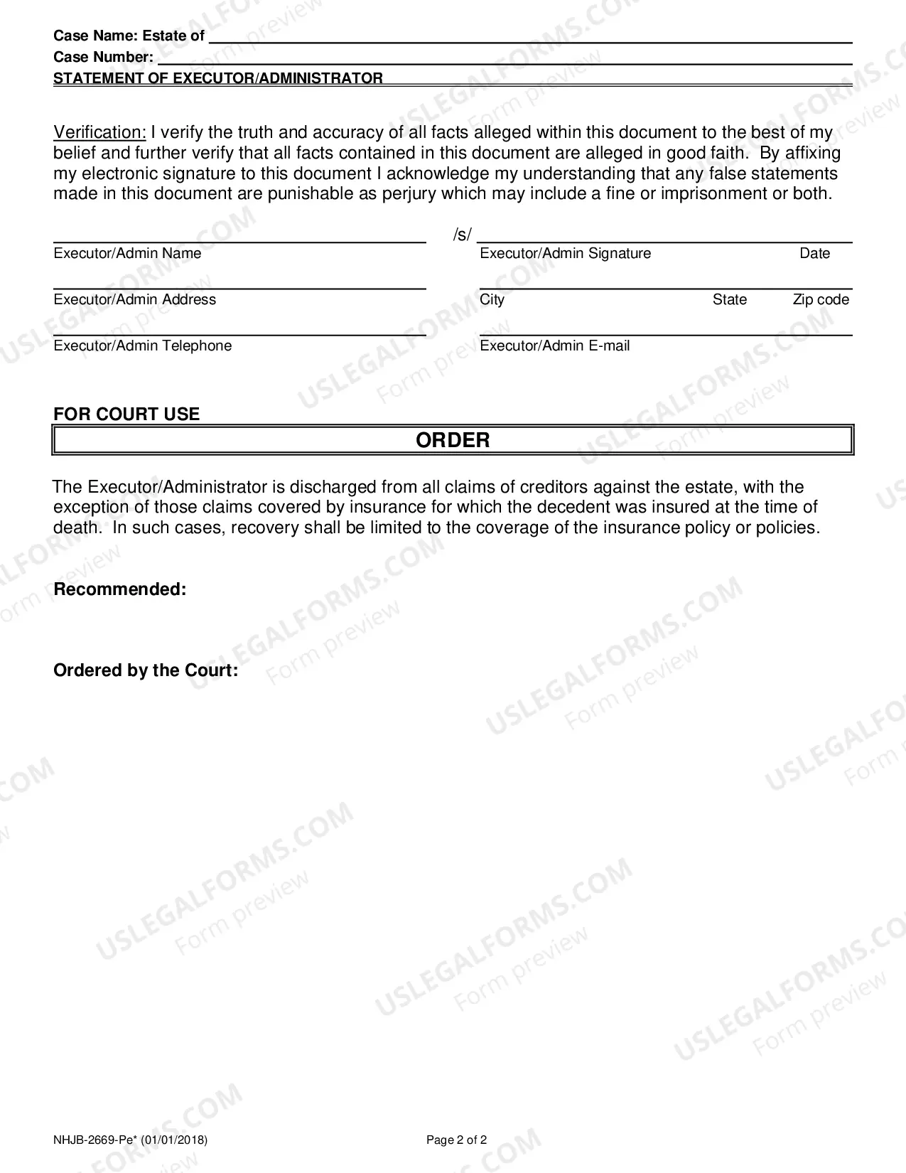 Preview Statement of Administrator regarding distribution of Insolvent Estate
