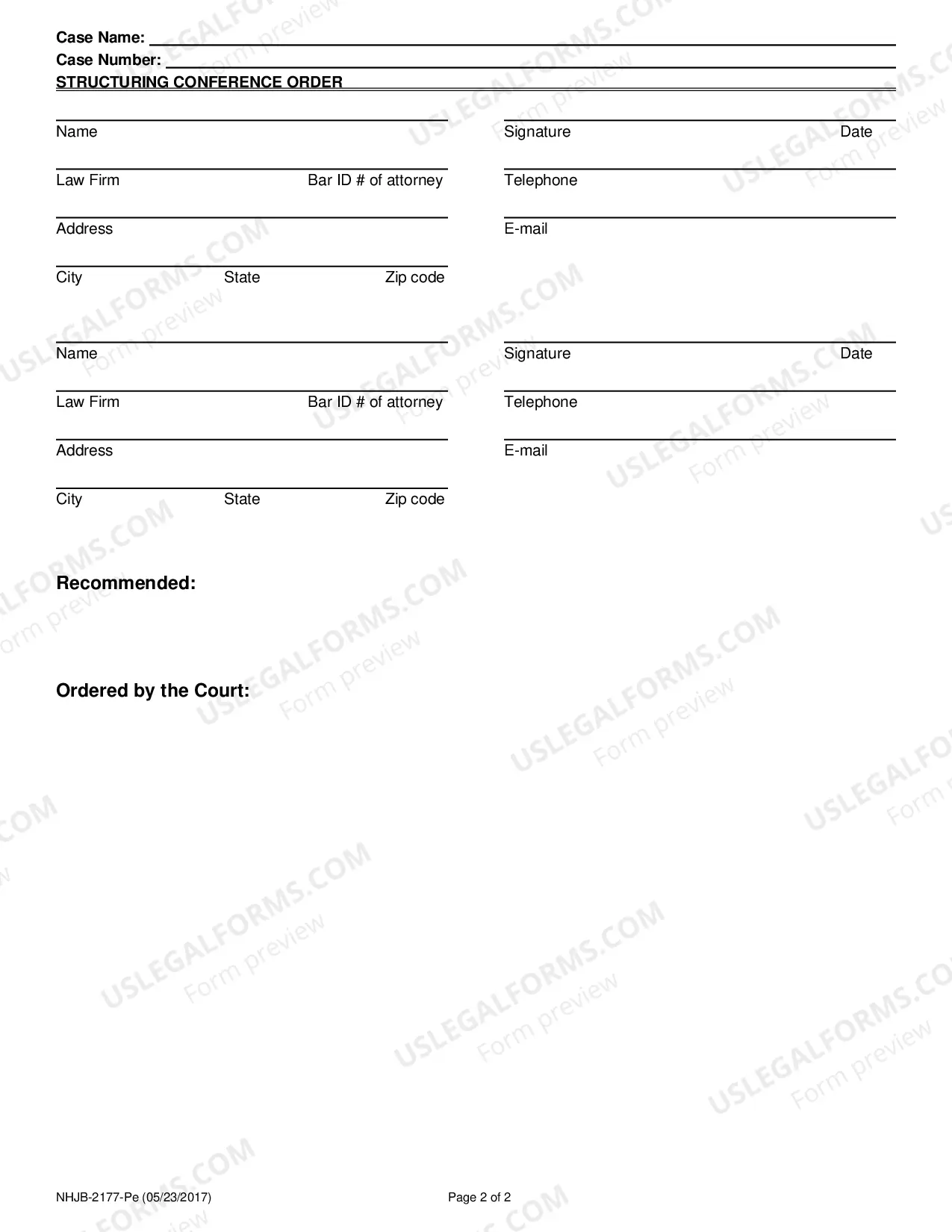 Preview Structuring Conference Order- Efiling Only