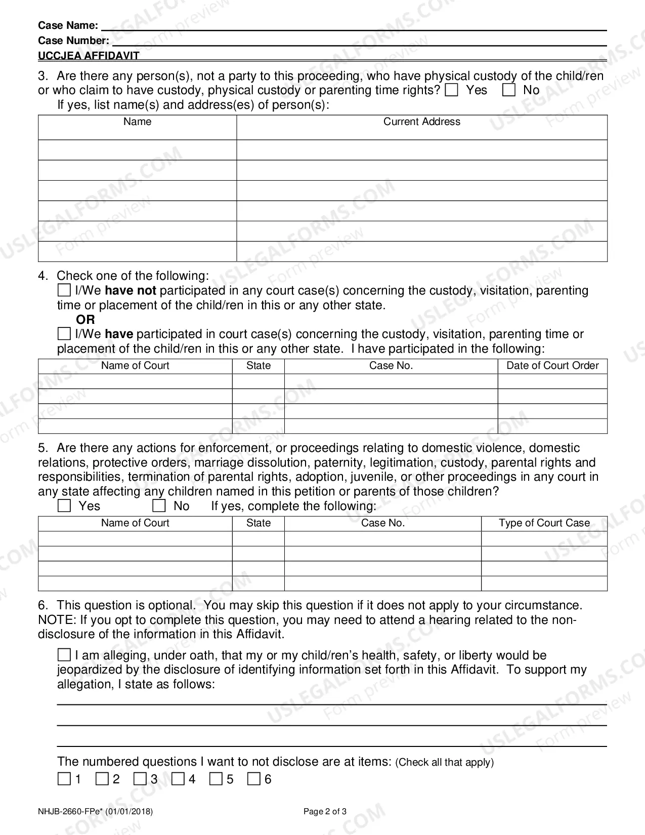 Preview UCCJEA Affidavit - GM Cases only