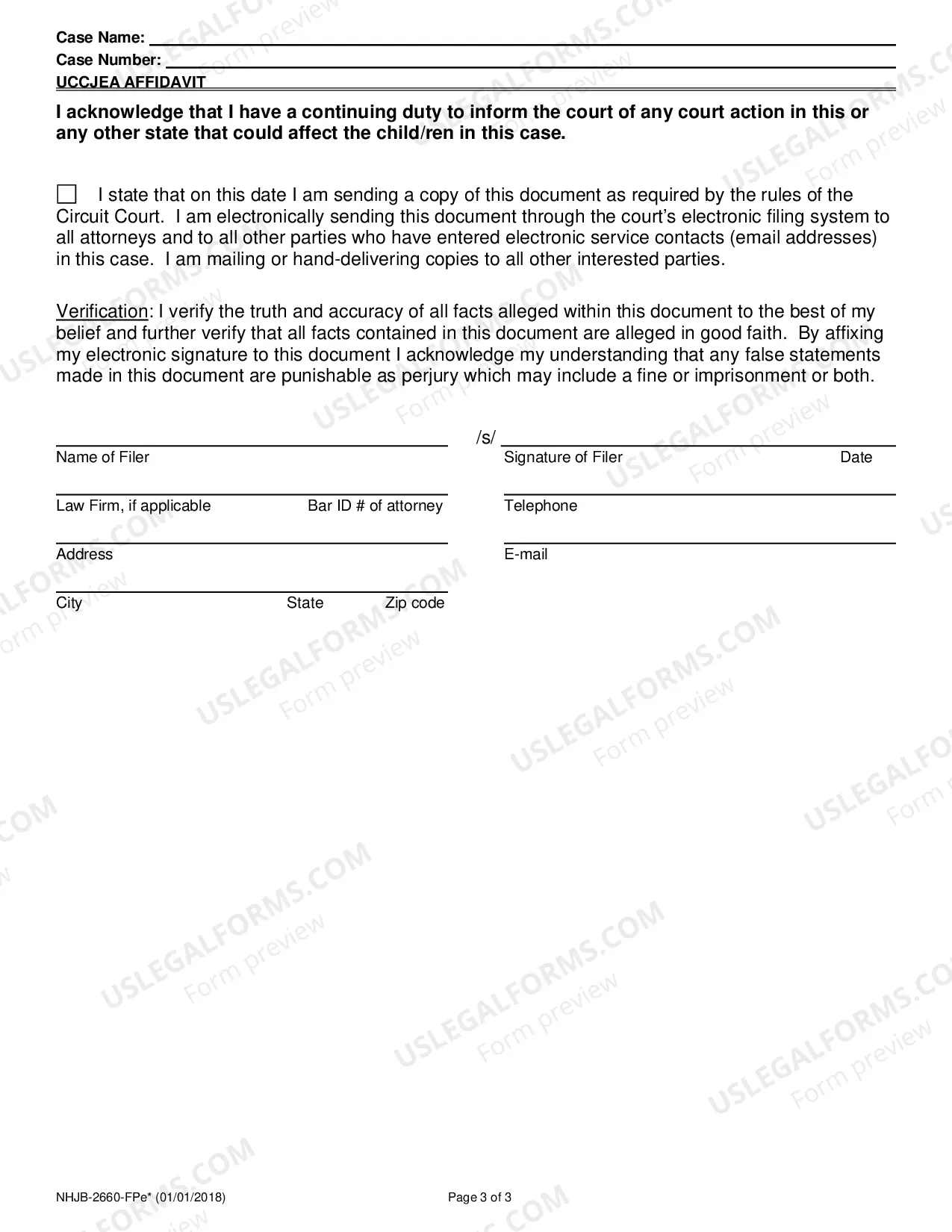 Preview UCCJEA Affidavit - GM Cases only