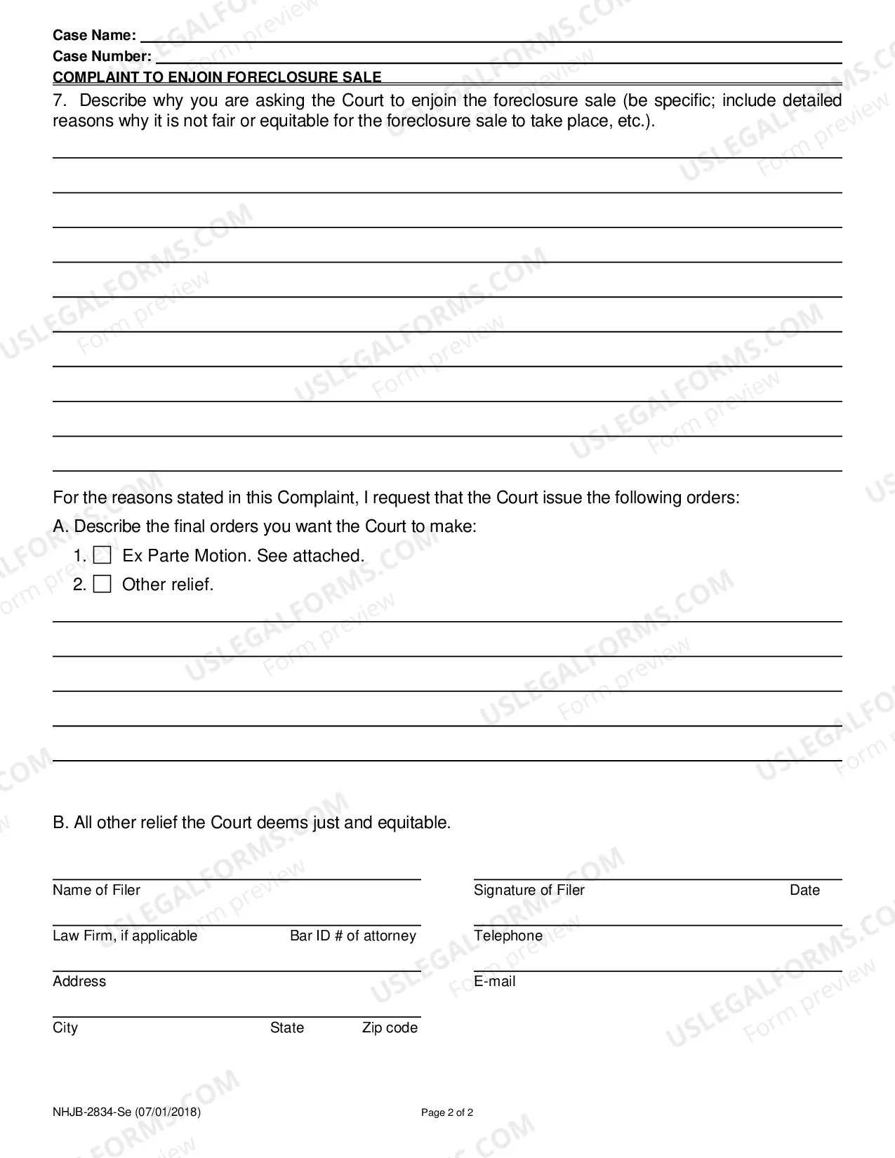 Preview Complaint to Enjoin Foreclosure Sale
