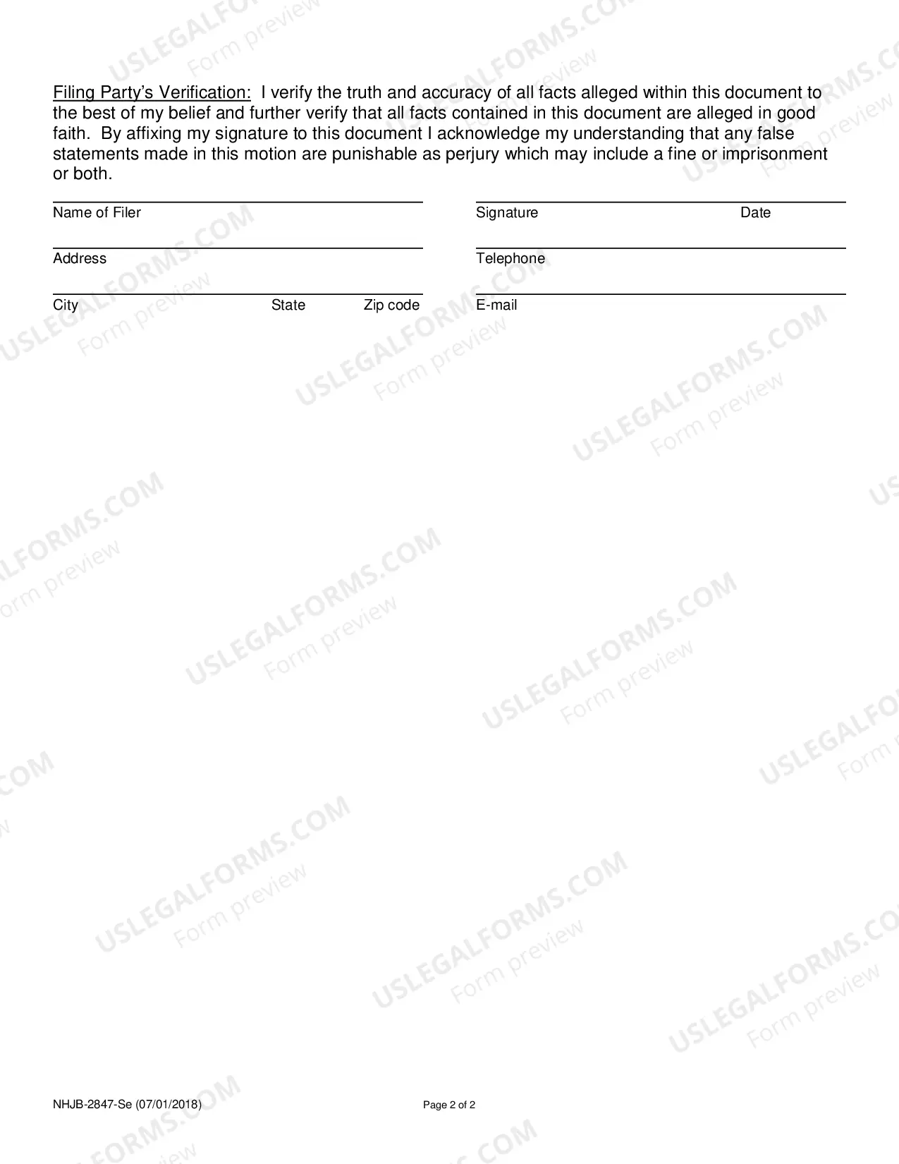 Preview Non-Lawyer Affidavit (Corporation)