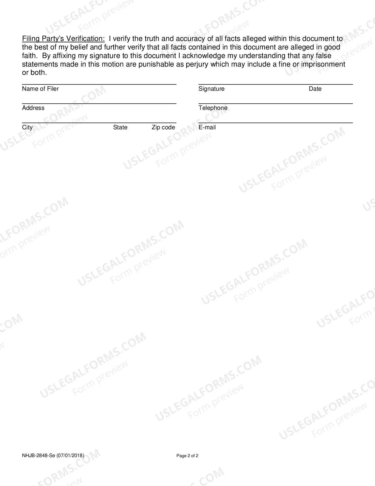 Preview Non-Lawyer Affidavit (Individual)