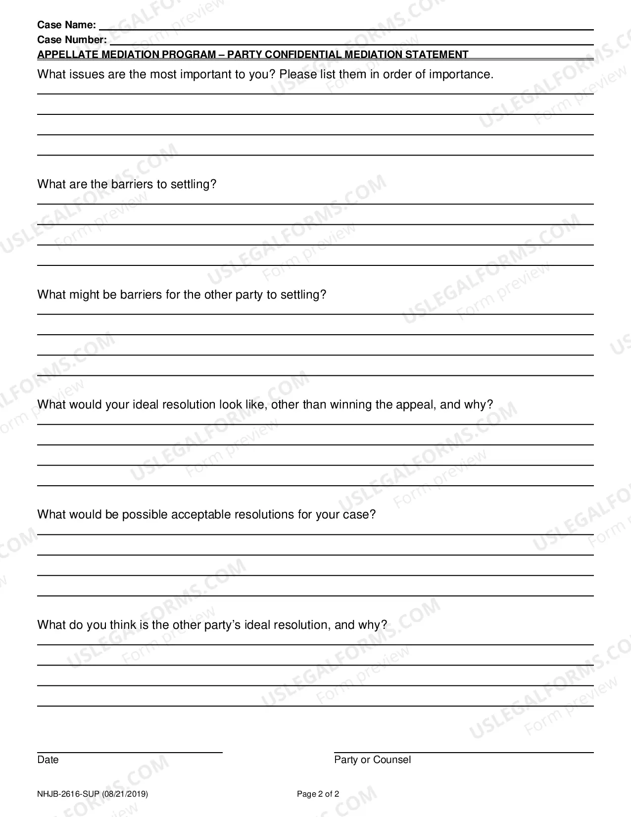 Preview Appellate Mediation Program Party's Confidential Mediation Statement