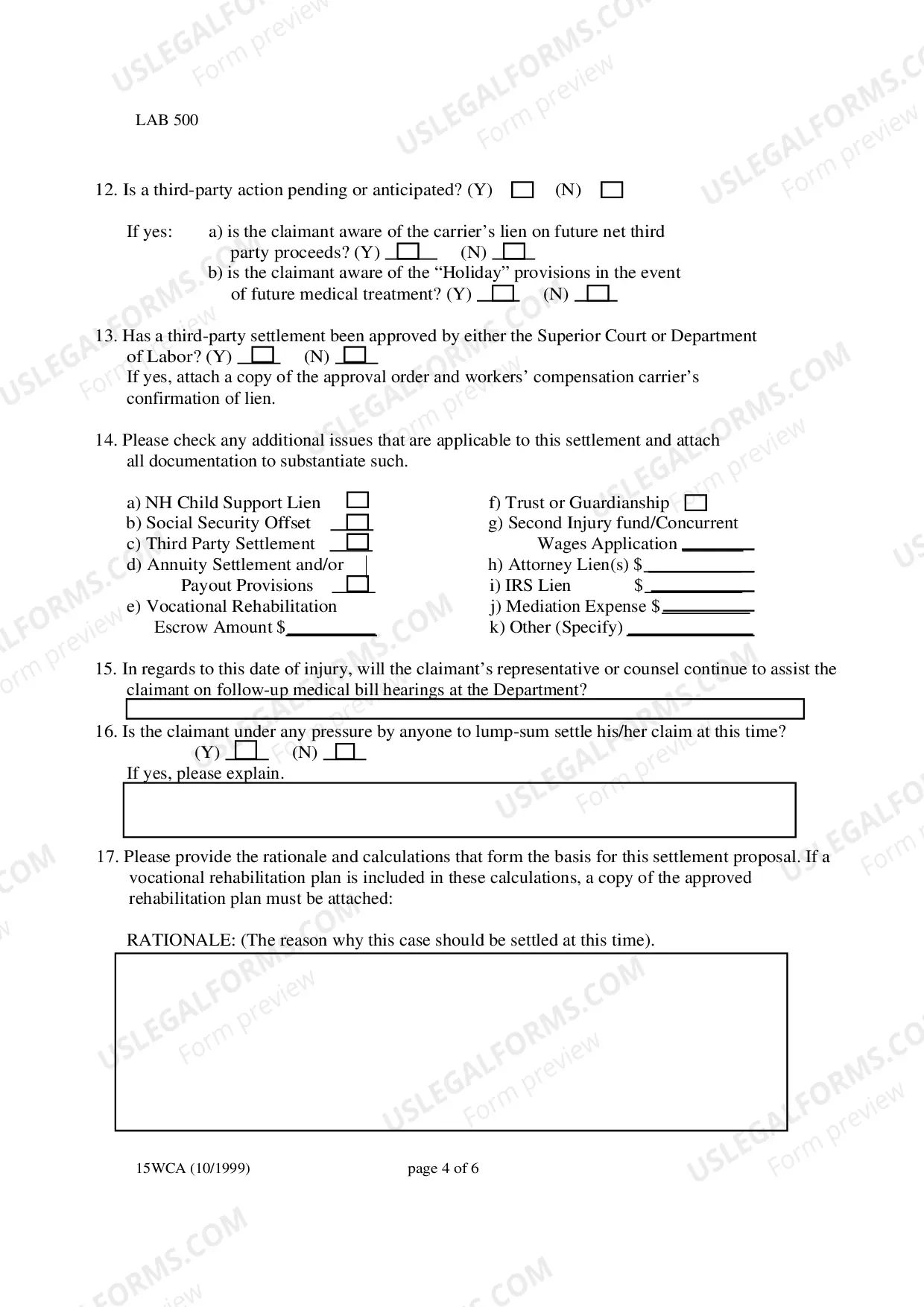 Preview Lump Sum Settlement Forms