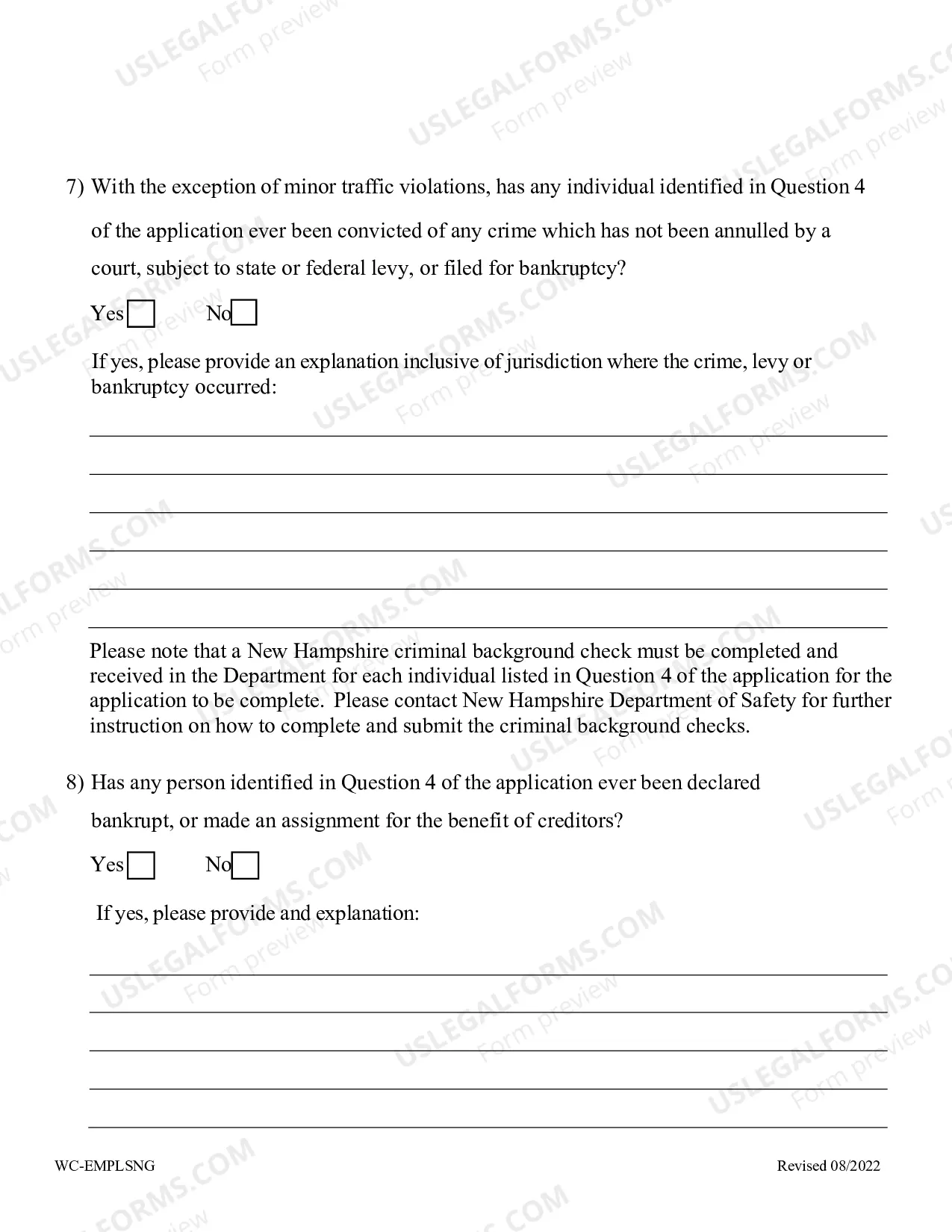 Preview Employee Leasing Initial Application